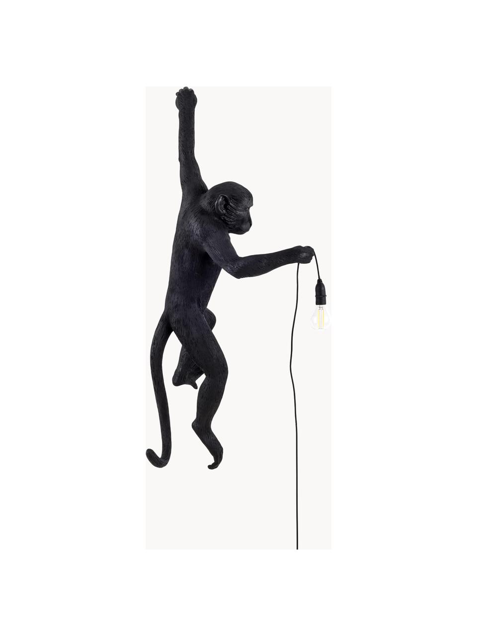 Design outdoor wandlamp Monkey met stekker, Lamp: kunsthars, Zwart, B 37 x H 77 cm