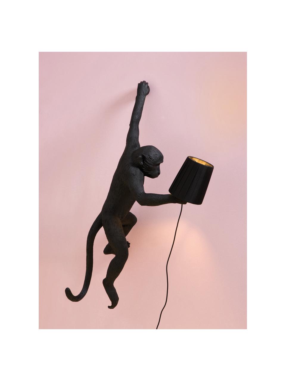 Aplique de exterior de diseño Monkey, con enchufe, Lámpara: resina, Cable: plástico, Negro, An 37 x Al 77 cm
