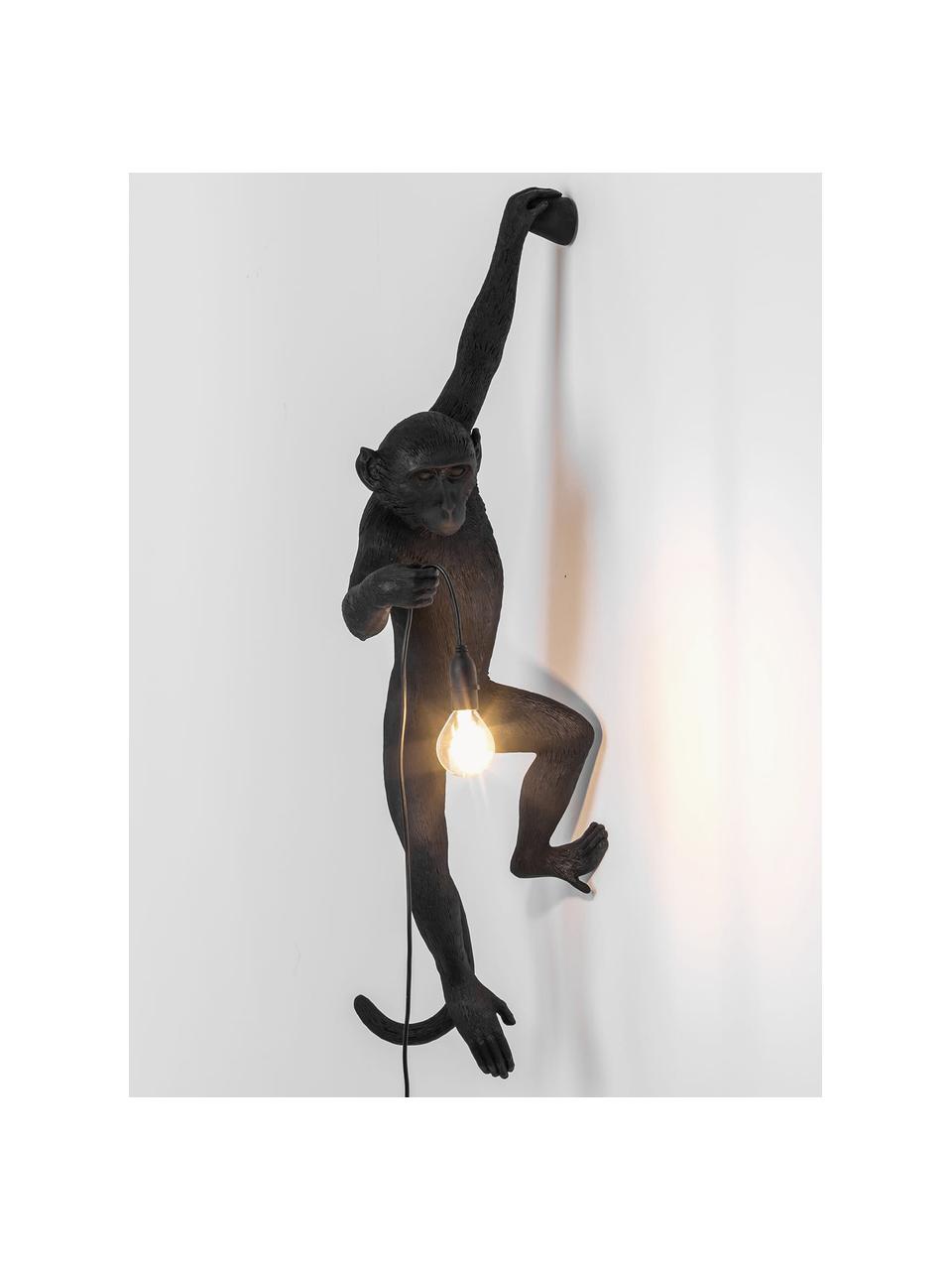 Design Aussenwandleuchte Monkey mit Stecker, Leuchte: Kunstharz, Schwarz, B 37 x H 77 cm