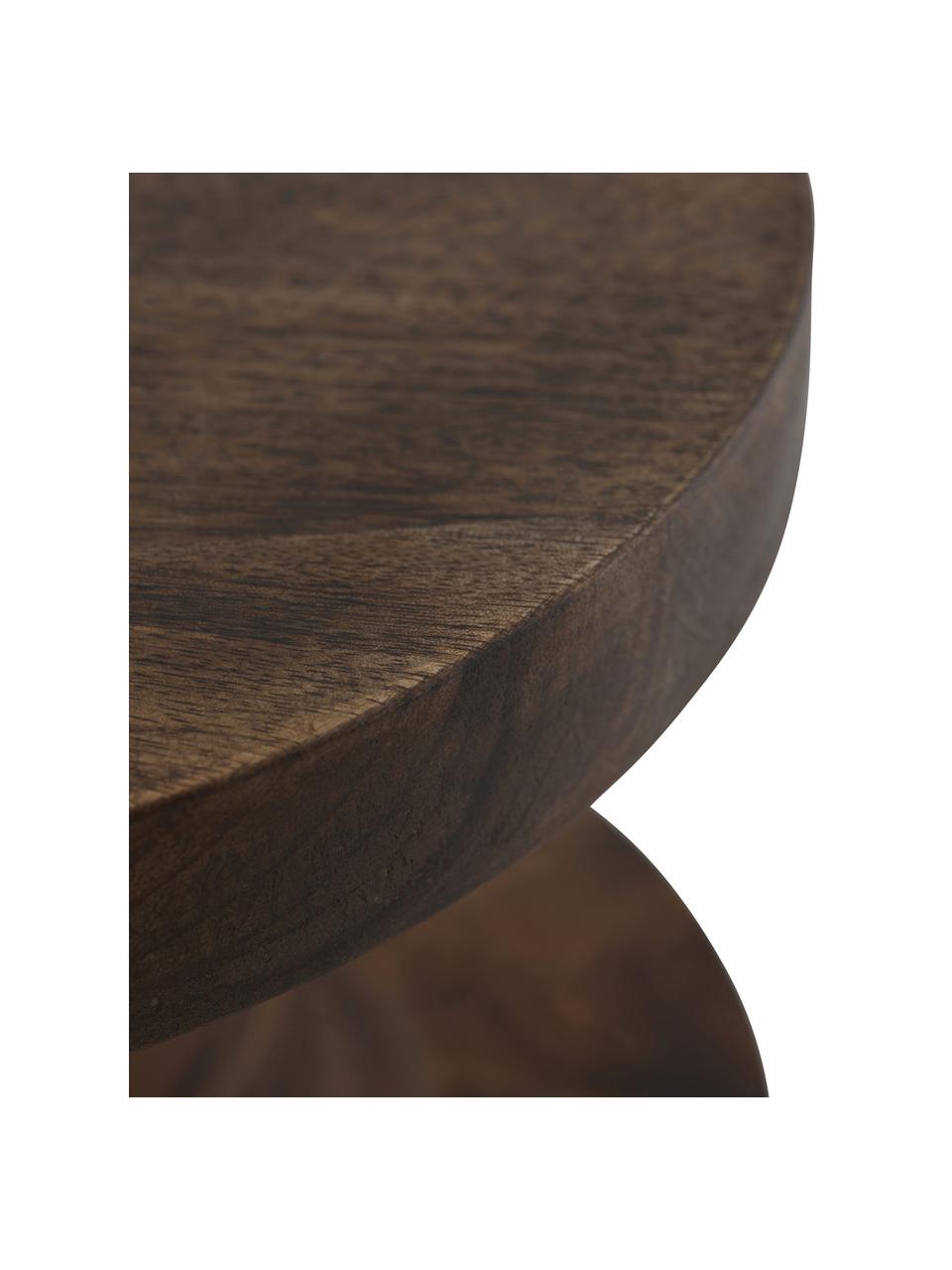 Table d'appoint ronde bois de manguier Retina, Manguier, métal, Brun foncé, Ø 30 x haut. 45 cm