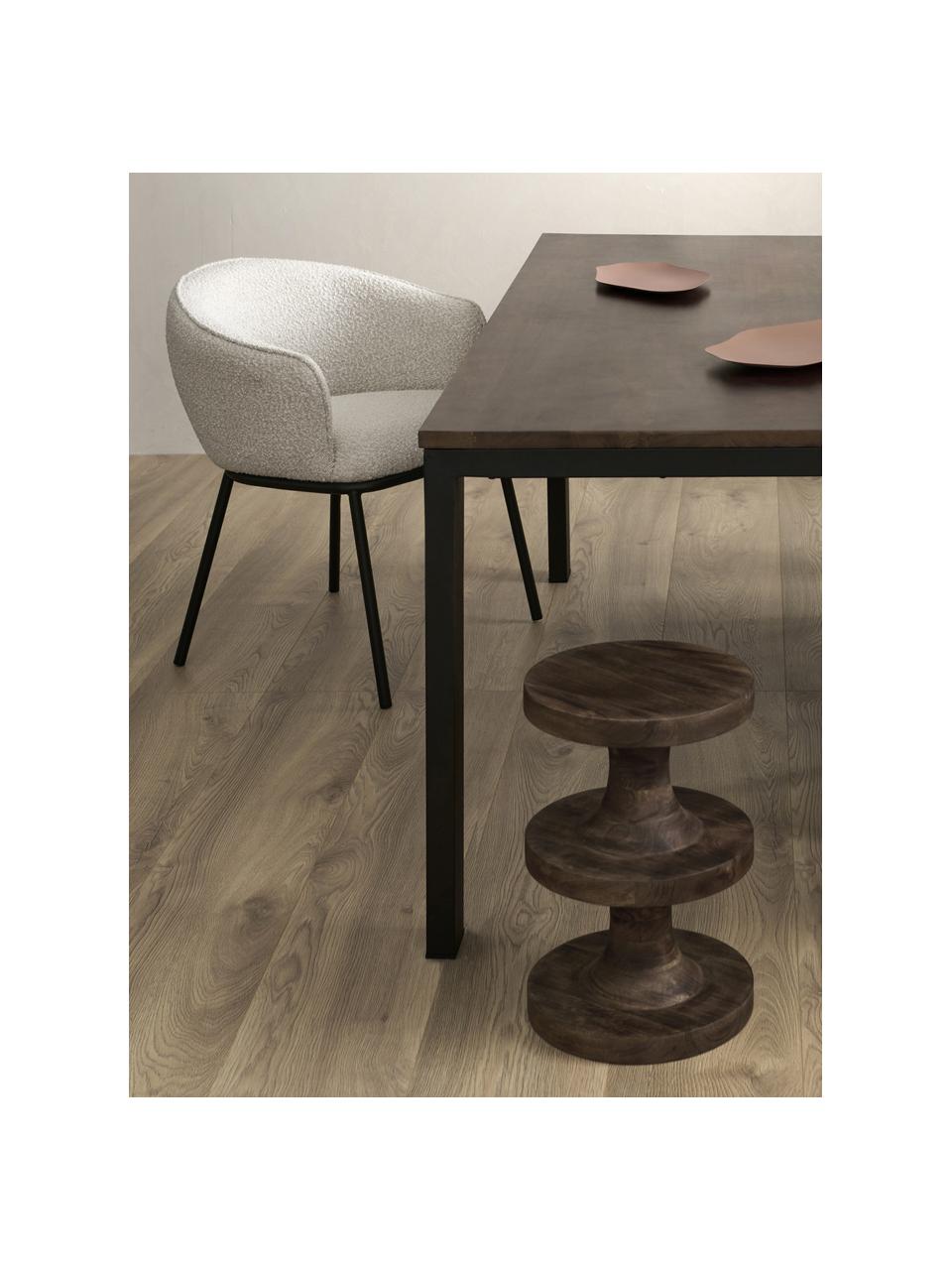 Okrúhly pomocný stolík z mangového dreva Retina, Mangové drevo, kov, Tmavohnedá, Ø 30 x V 45 cm