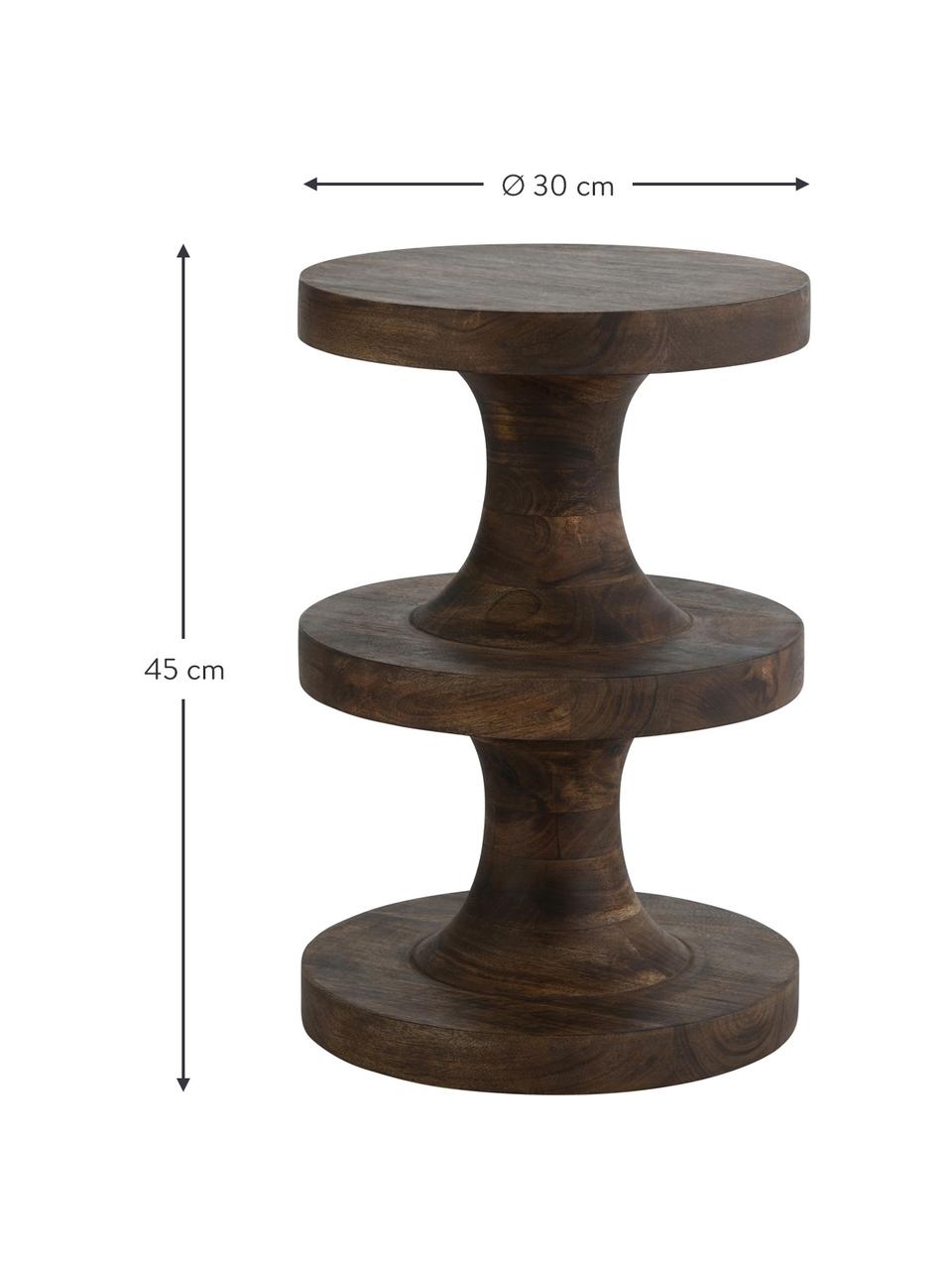 Okrągły stolik pomocniczy z drewna mangowego Retina, Drewno mangowe, metal, Ciemny brązowy, Ø 30 x W 45 cm