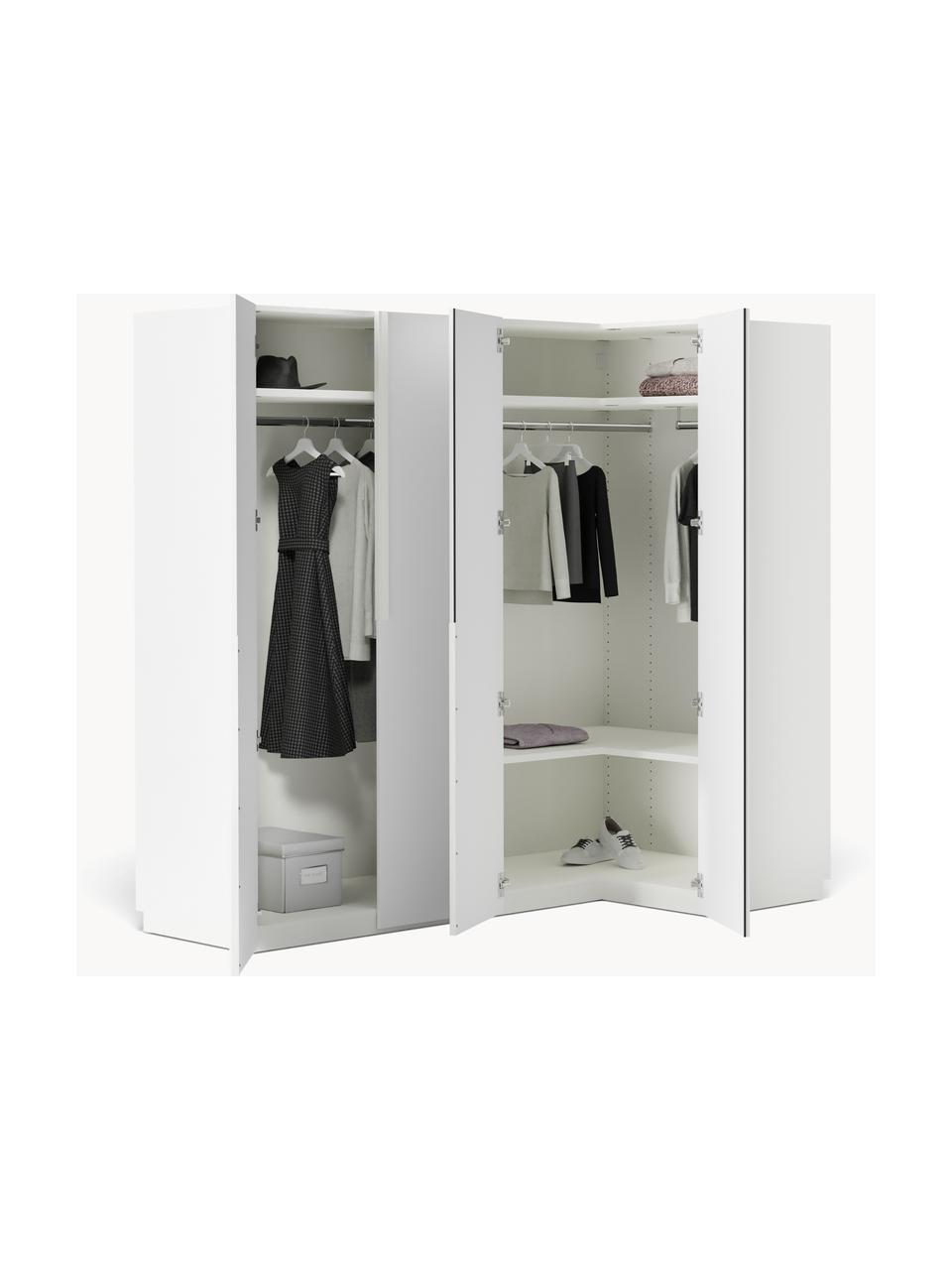 Modulární rohová šatní skříň Leon, Š 215 cm, více variant, Bílá, Vnitřní část Basic, Š 215 cm x V 200 cm, s rohovým modulem