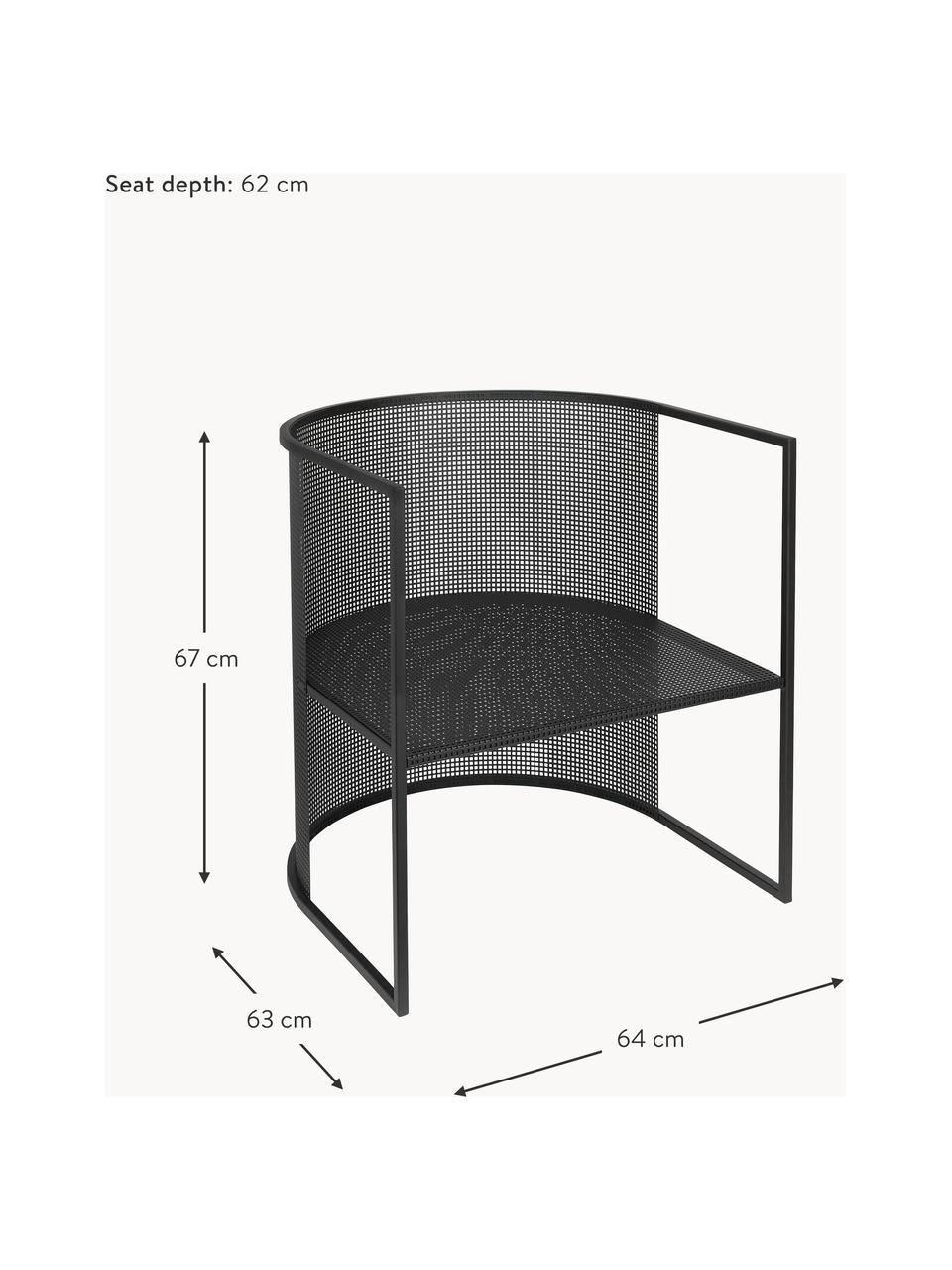 Fotel ogrodowy Bauhaus, Stal malowana proszkowo, Czarny, S 64 x T 63 cm