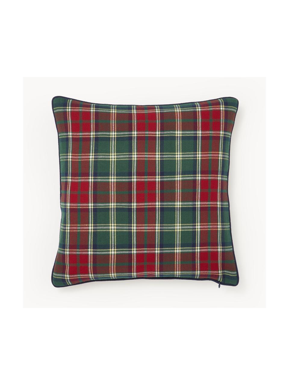 Károvaný bavlněný povlak na polštář Stirling, 100 % bavlna, Červená, tmavě zelená, Š 45 cm, D 45 cm