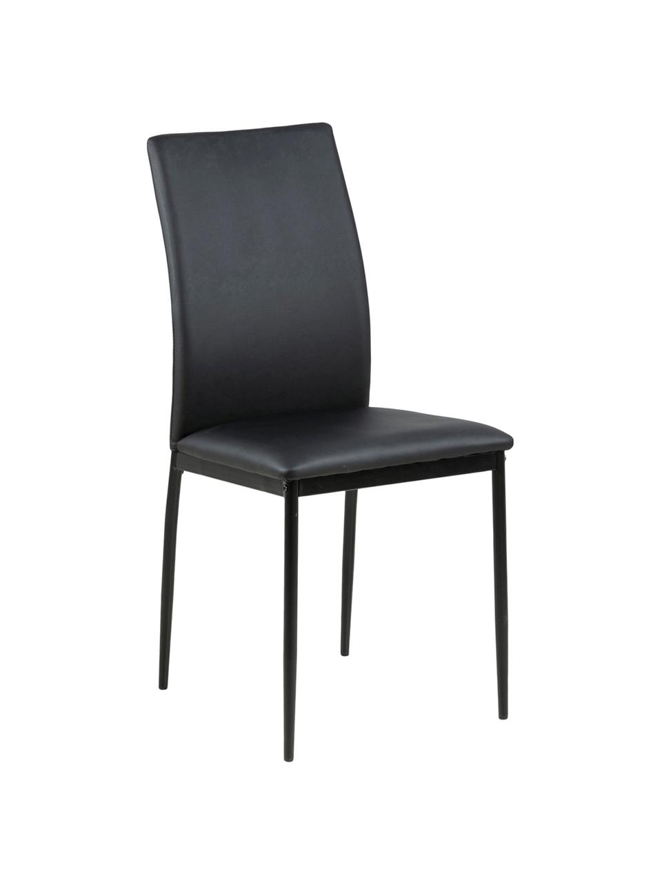Kunstleren stoel Demina, Bekleding: polyurethaan (PU-leer), Poten: gepoedercoat metaal, Zwart, B 44 x D 53 cm