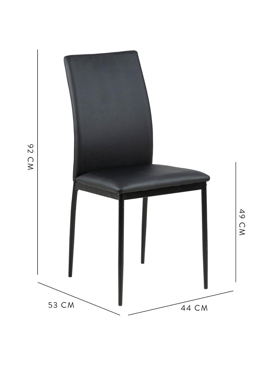 Kunstleder-Stuhl Demina, Bezug: Polyurethan (PU-Leder), Beine: Metall, pulverbeschichtet, Schwarz, B 44 x T 53 cm