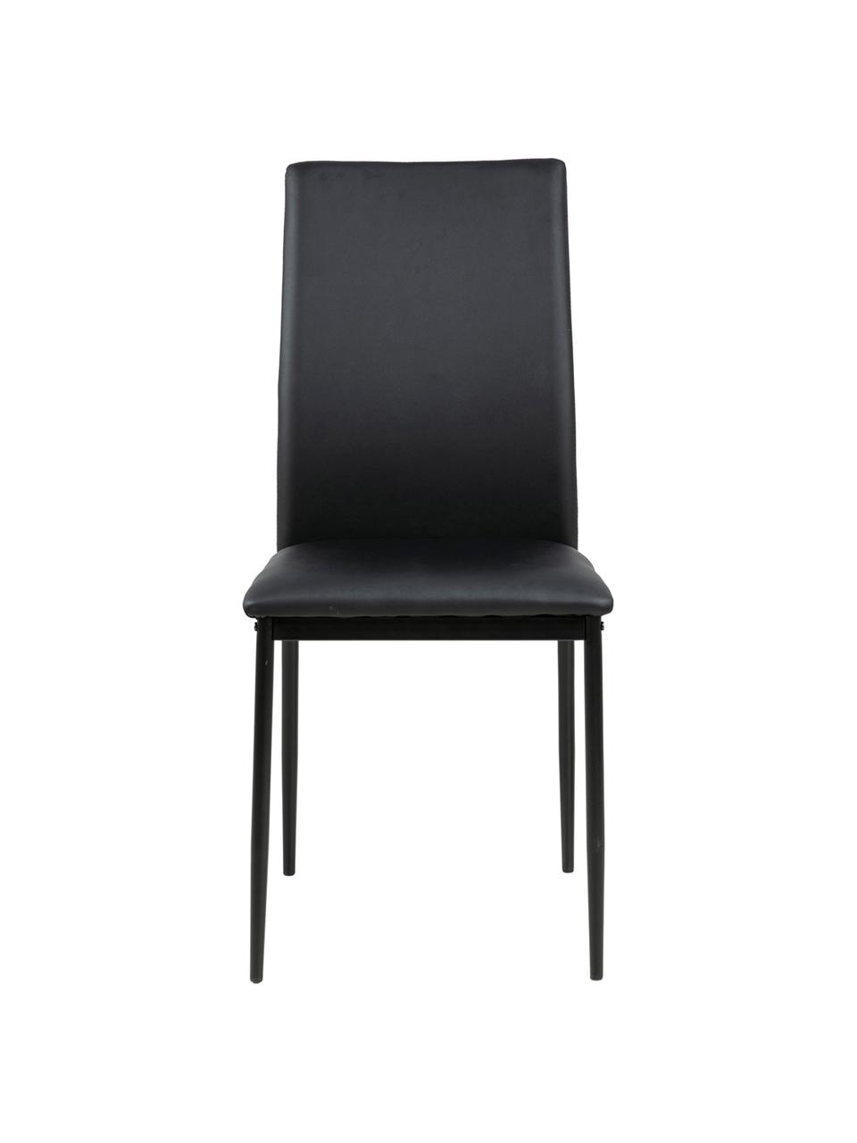 Krzesło ze sztucznej skóry Demina, Tapicerka: poliuretan (skóra Pull-Up, Nogi: metal malowany proszkowo, Czarny, S 44 x G 53 cm