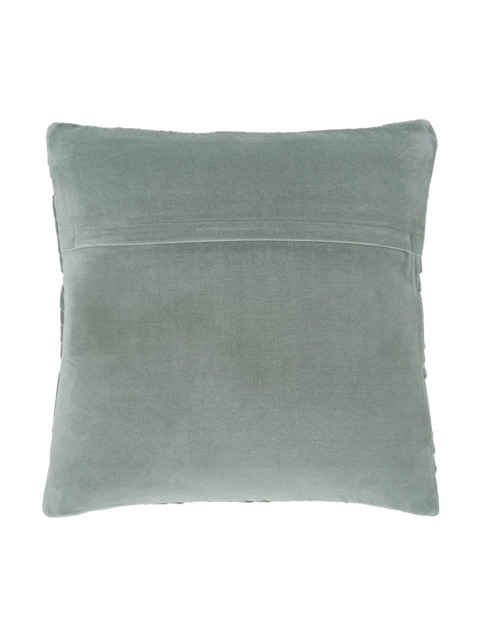 Sametový povlak na polštář se strukturálním vzorem Sina, Samet (100 % bavlna), Šalvějově zelená, Š 45 cm, D 45 cm