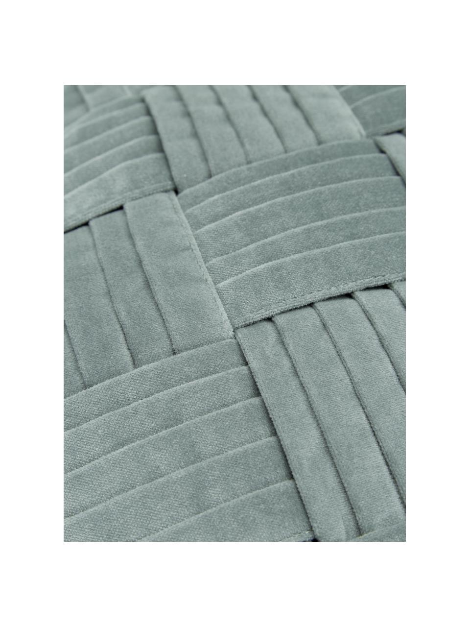 Funda de cojín de terciopelo texturizada Sina, Terciopelo (100% algodón), Verde salvia, An 45 x L 45 cm