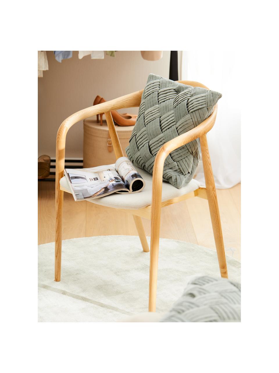 Fluwelen kussenhoes Sina met structuurpatroon, Fluweel (100% katoen), Saliegroen, B 45 x L 45 cm