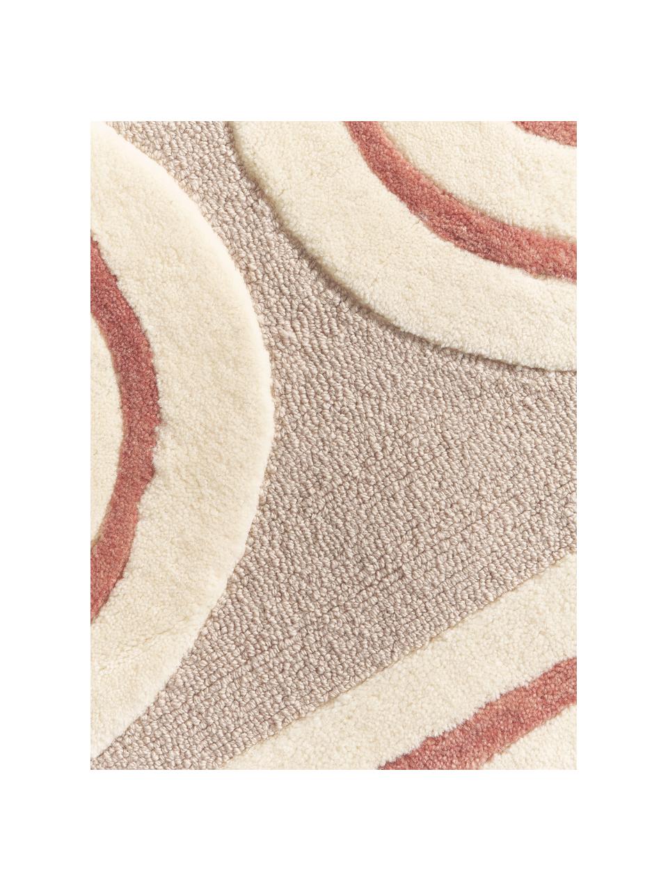 Handgetuft wollen vloerkleed Arne, Beige, terracotta, crèmewit, B 80 x L 150 cm (maat XS)