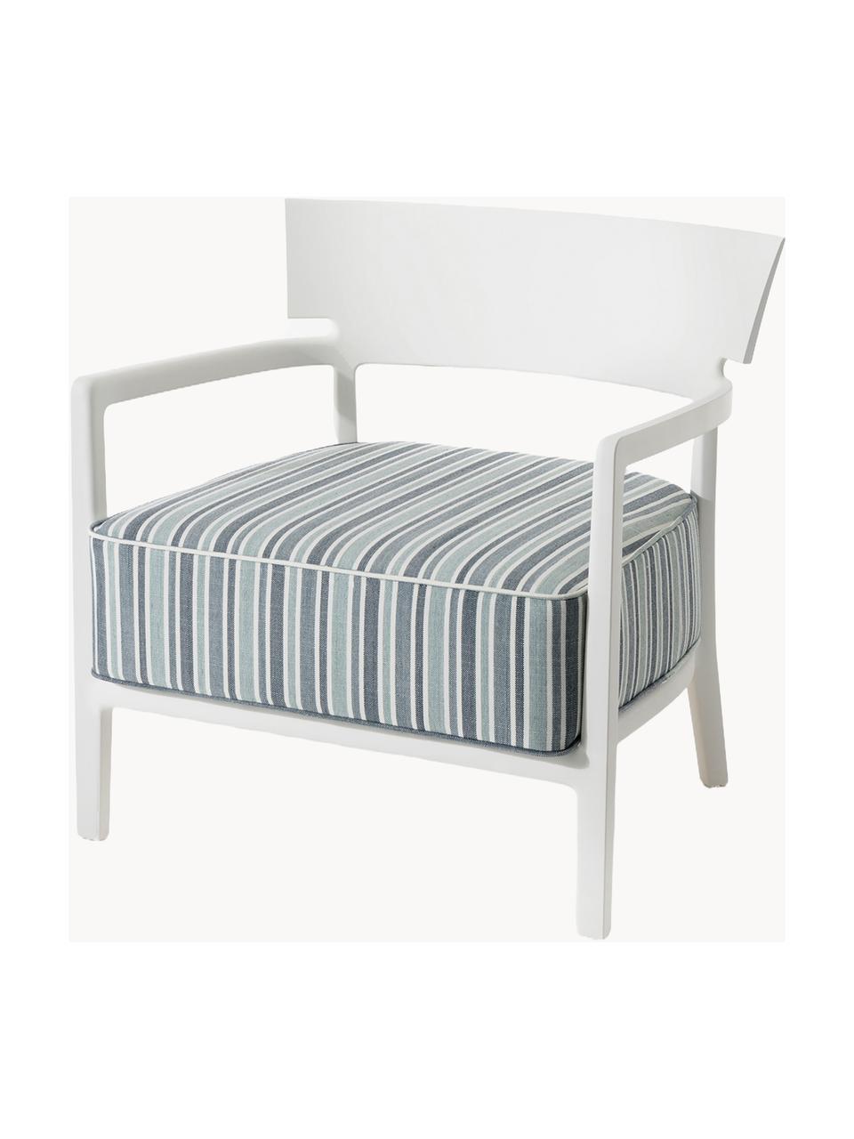 Fauteuil de jardin Cara, Tissu bleu, gris, blanc, larg. 68 x prof. 67 cm