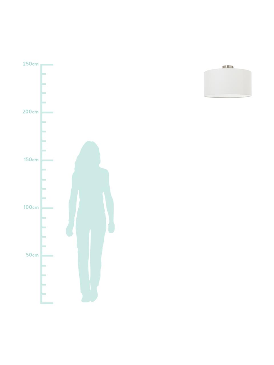 Plafón de lino Basixx, Pantalla: lino, Fijación: níquel satinado, Blanco, Ø 50 x Al 35 cm