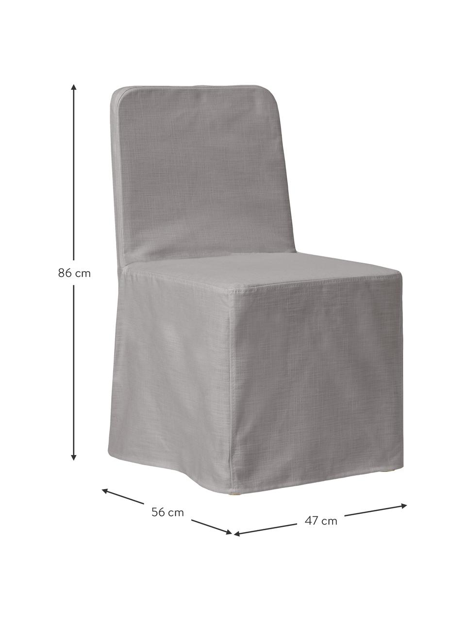 Krzesło tapicerowane z pokrowcem Russell, Tapicerka: 100% poliester Dzięki tka, Nogi: drewno jesionowe, Szara tkanina, S 47 x W 86 cm