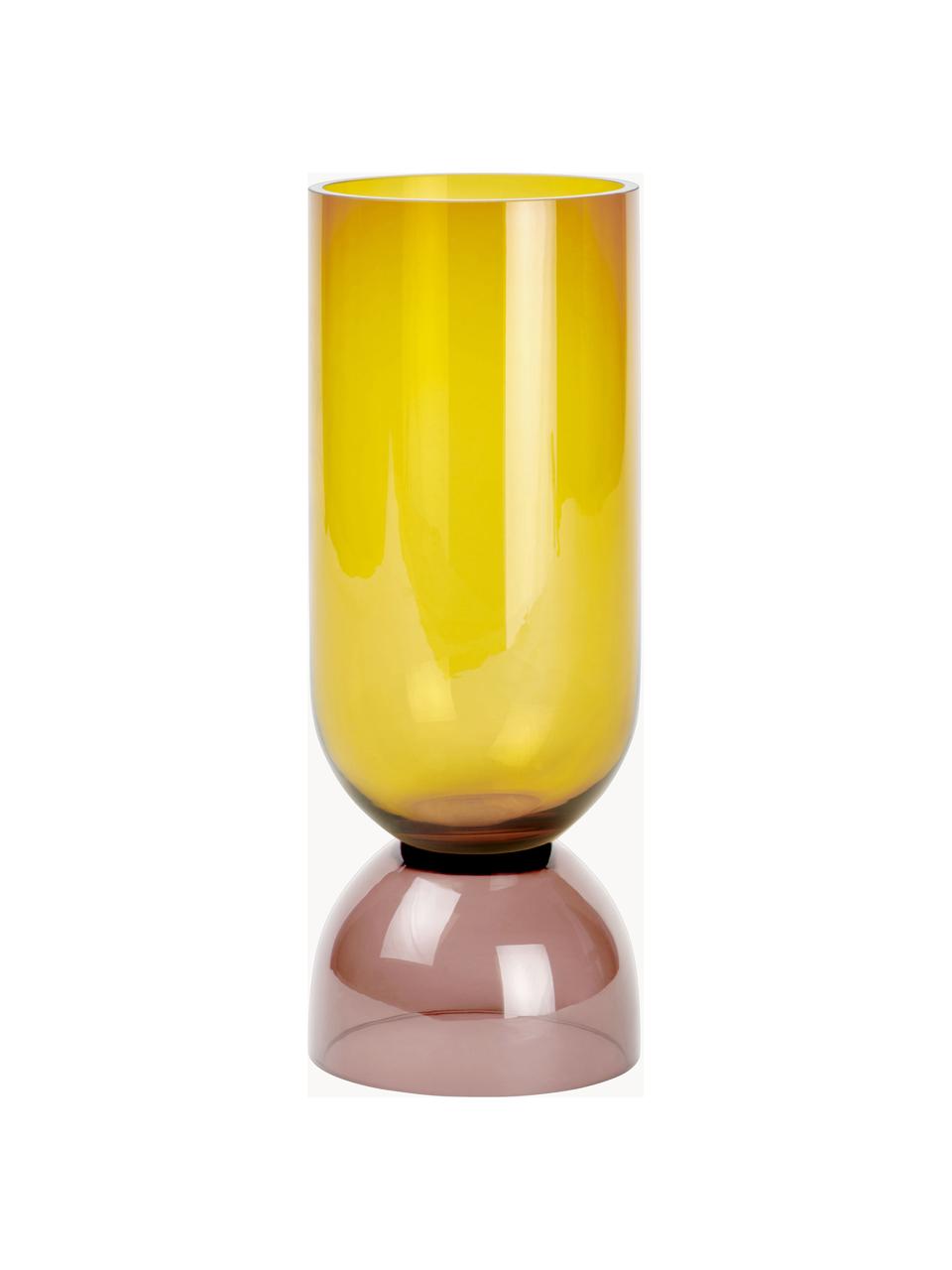 Vase fait main Vasari, haut. 32 cm, Verre, Jaune soleil, rouge rouille, transparent, Ø 12 x haut. 32 cm