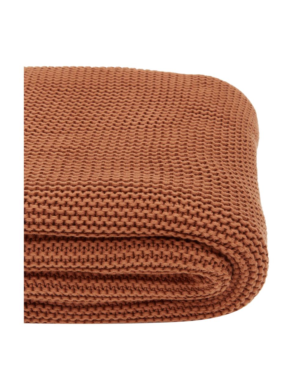 Plaid en tricot Adalyn, 100 % coton bio, certifié GOTS, Rouge, larg. 150 x long. 200 cm