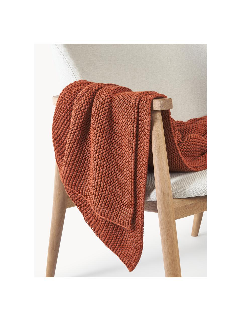 Strickdecke Adalyn, 100% Bio-Baumwolle, GOTS-zertifiziert, Ocker, B 150 x L 200 cm