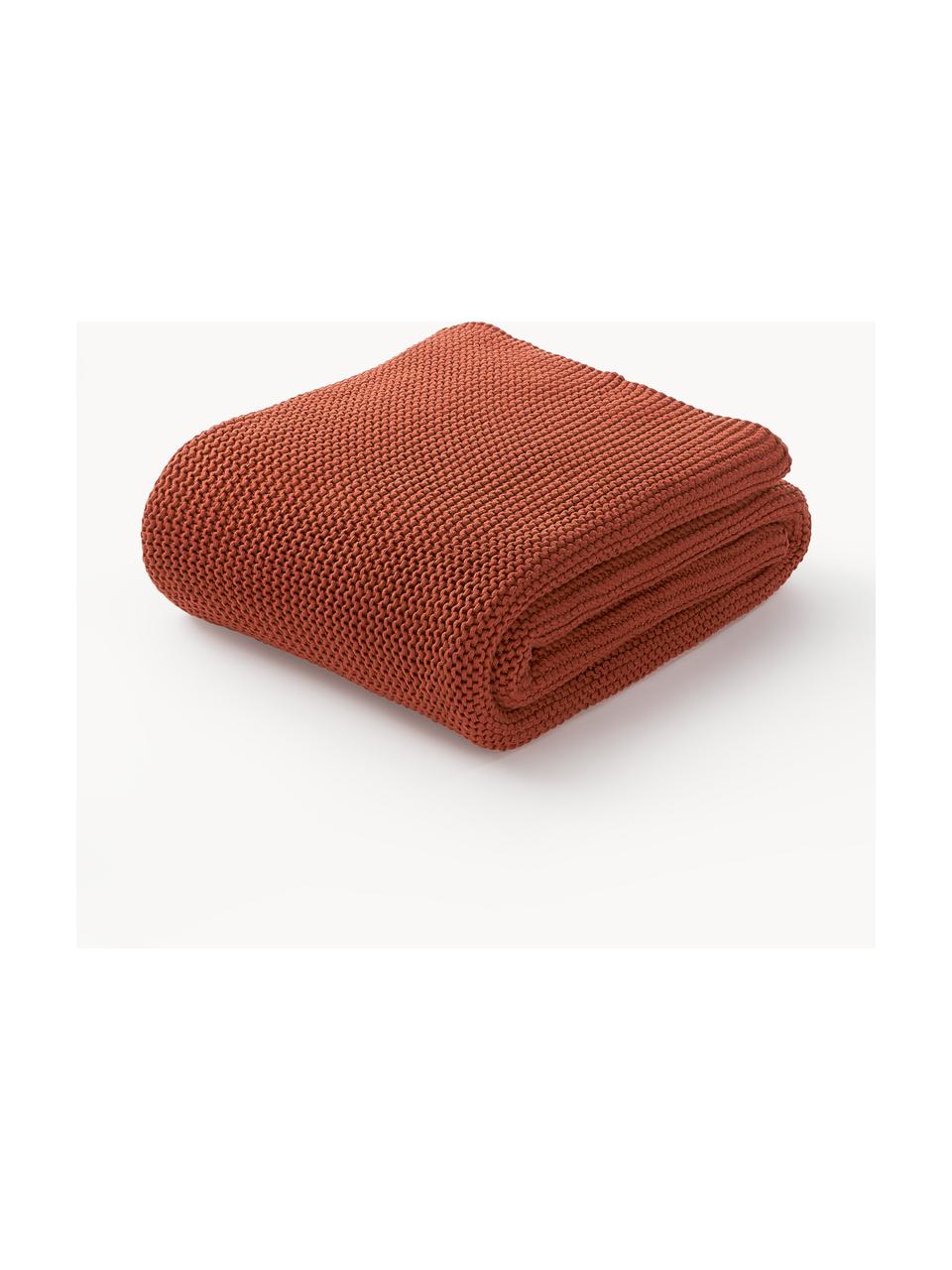 Gebreide plaid Adalyn, 100% biokatoen, GOTS-gecertificeerd, Oker, B 150 x L 200 cm