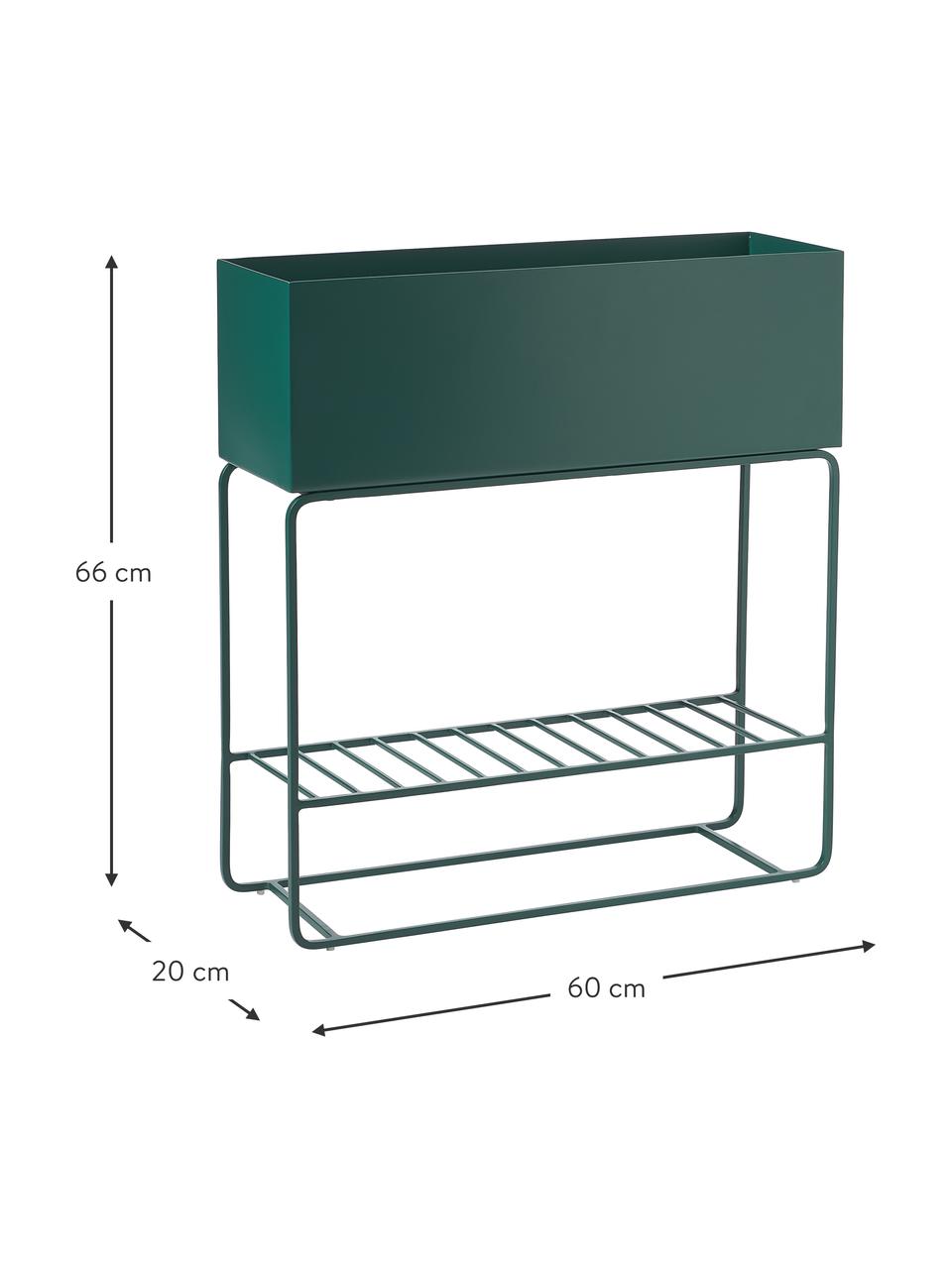 Macetero grande con estante Kelda, Metal recubierto, Verde, An 60 x Al 66 cm