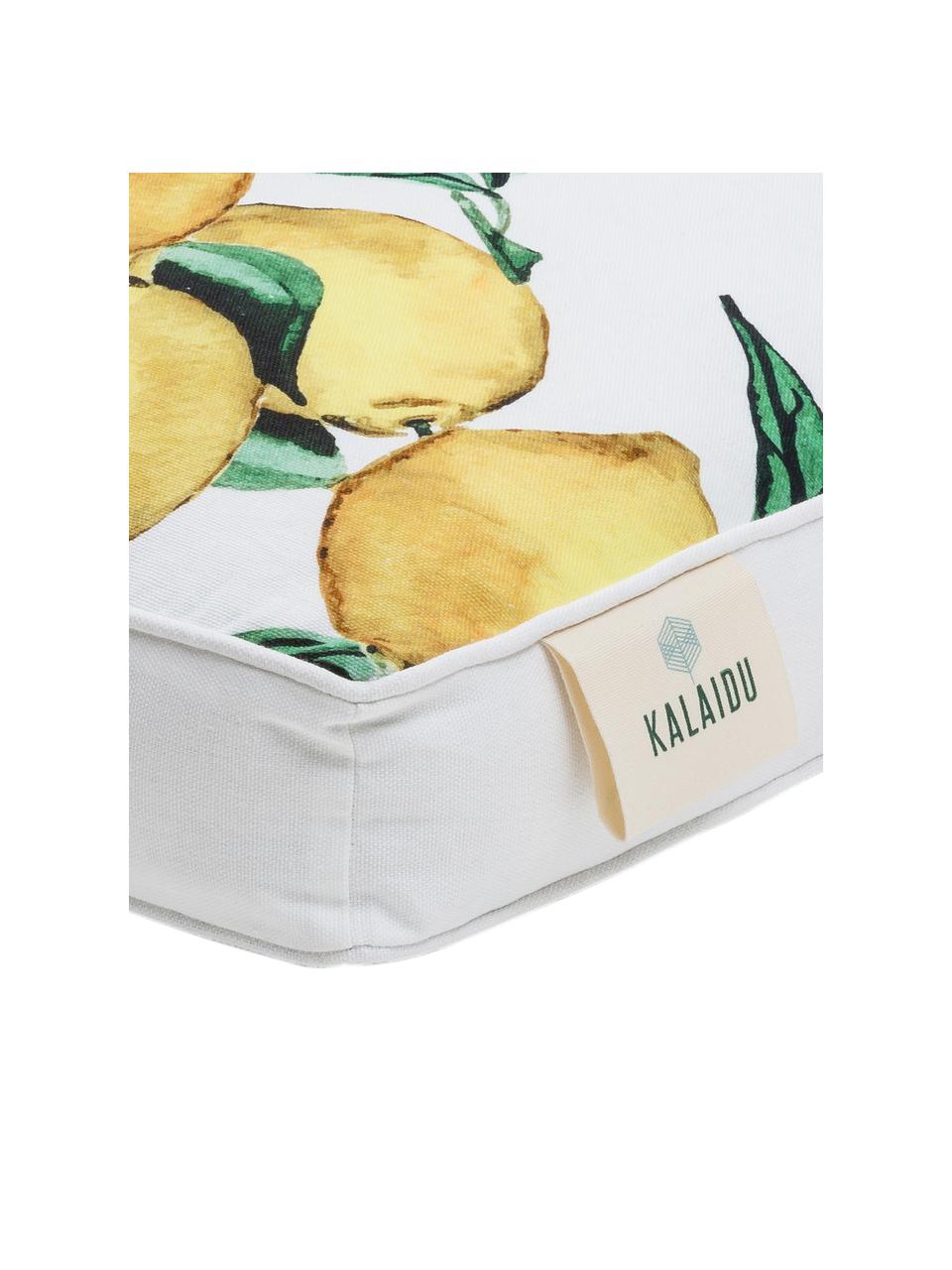 Hohes Sitzkissen Citrus aus Baumwolle, Bezug: 100% Baumwolle, Gelb, Grün, Weiß, B 40 x L 40 cm