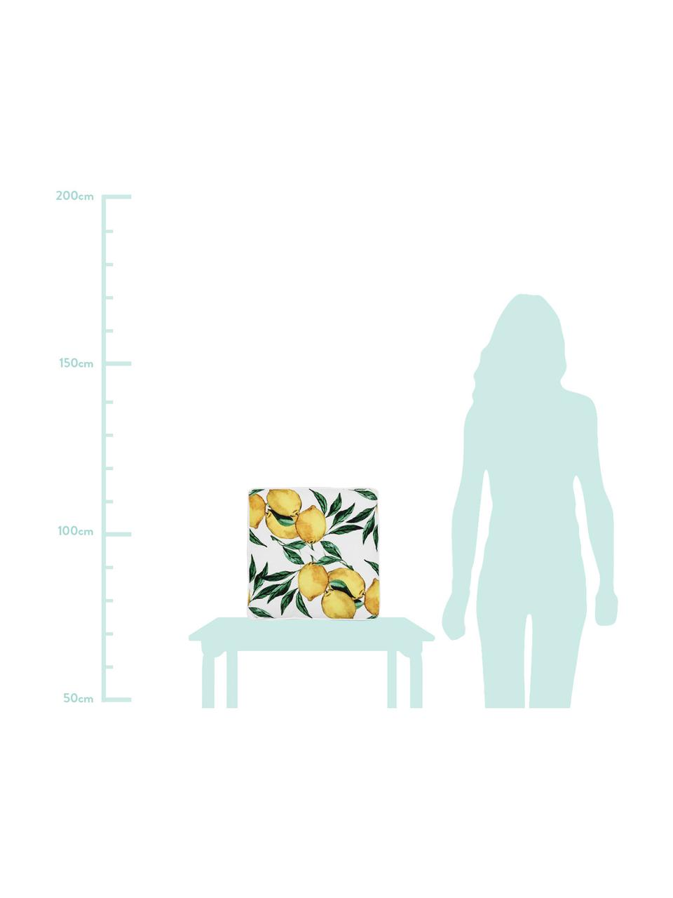 Cojín de asiento alto de algodón Citrus, Funda: 100% algodón, Amarillo, verde, blanco, An 40 x L 40 cm
