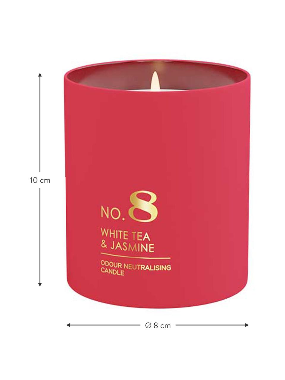 Duftkerze No. 8 (Weißer Tee, Jasmin, Maiglöckchen), Behälter: Glas, Weißer Tee, Jasmin, Maiglöckchen, Ø 8 x H 10 cm