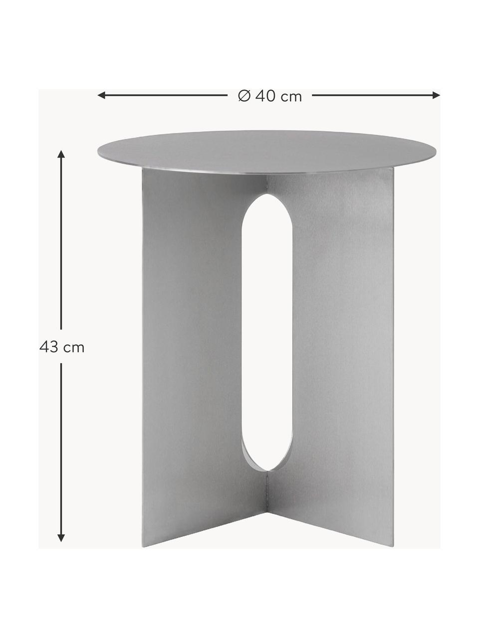 Kulatý odkládací stolek Androgyne, Kartáčovaná ocel, Stříbrná, Ø 40 cm, V 43 cm