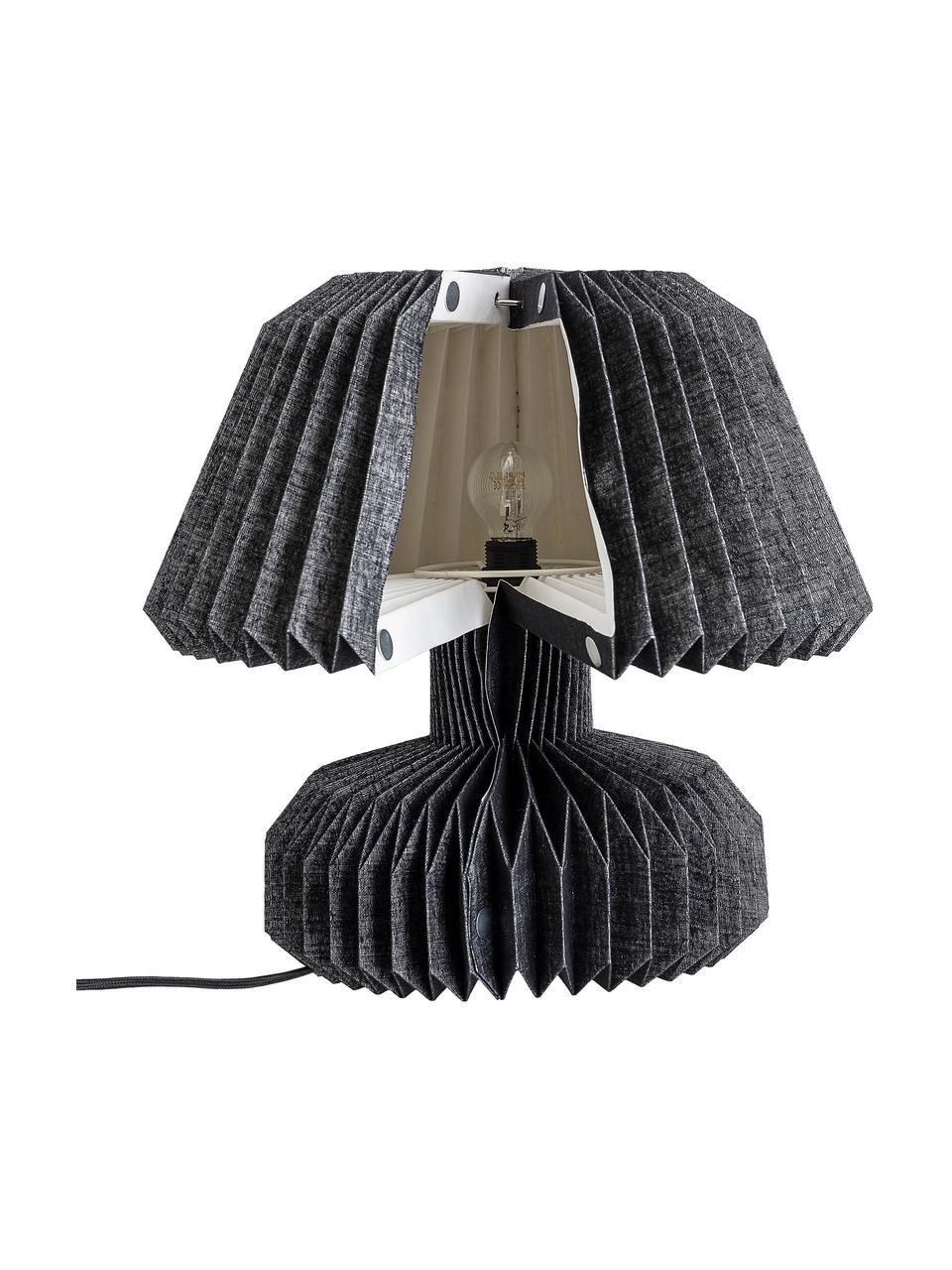 Lámpara de mesa Janik, Lámpara: papel, Cable: cubierto en tela, Negro, Ø 37 x Al 36 cm