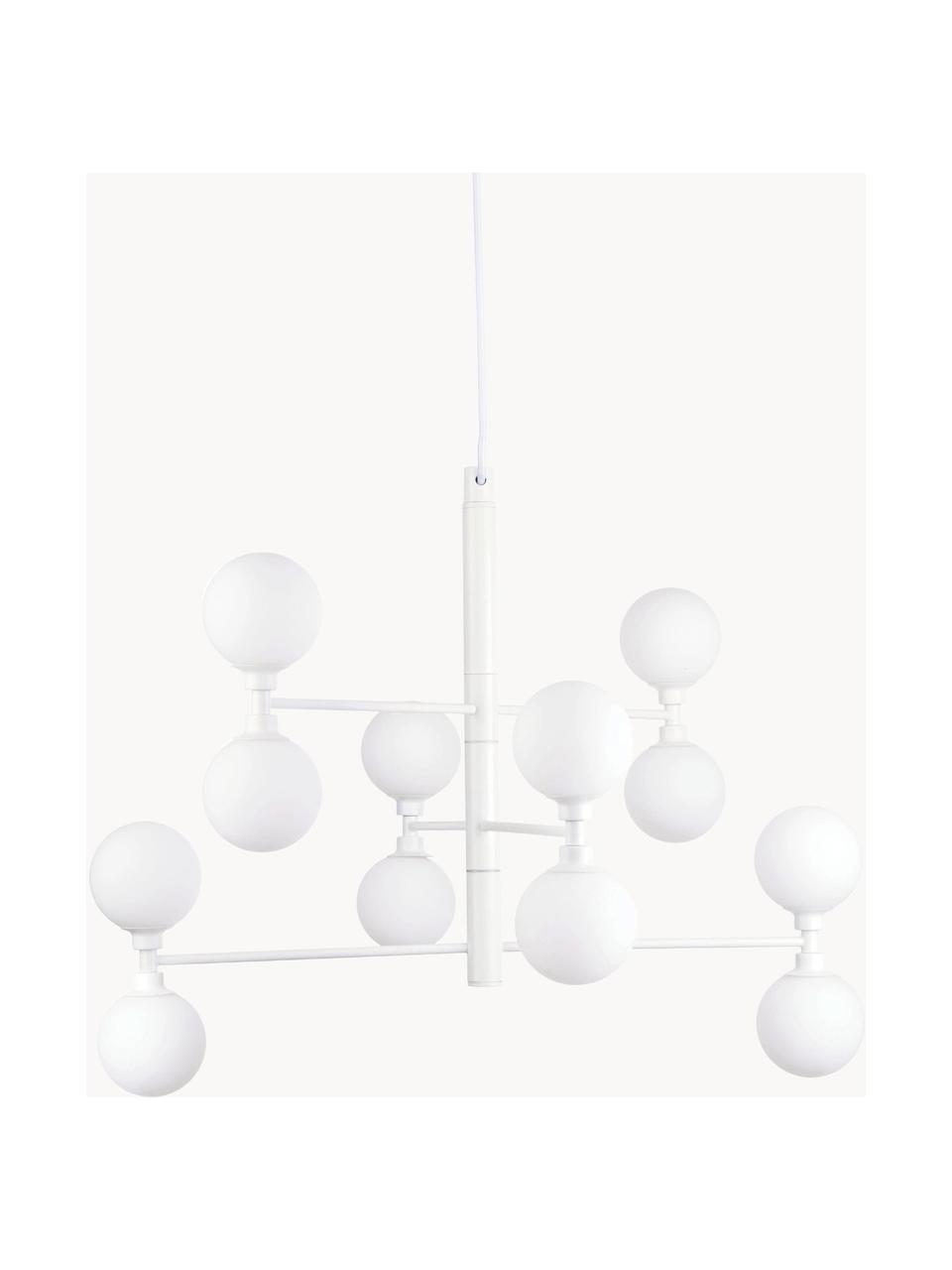 Grote hanglamp Grover met glazen bollen, Wit, Ø 70 x H 56 cm
