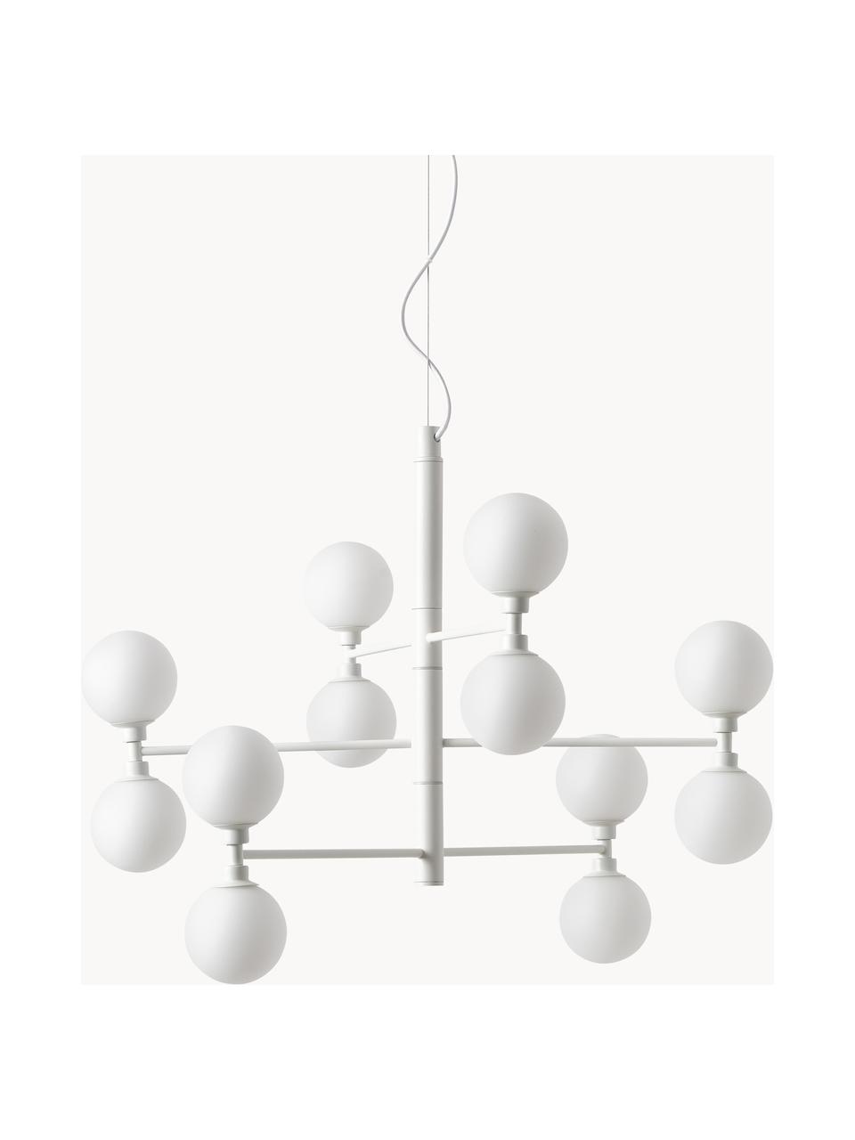 Grande suspension à globes en verre Grover, Blanc, Ø 70 x haut. 56 cm