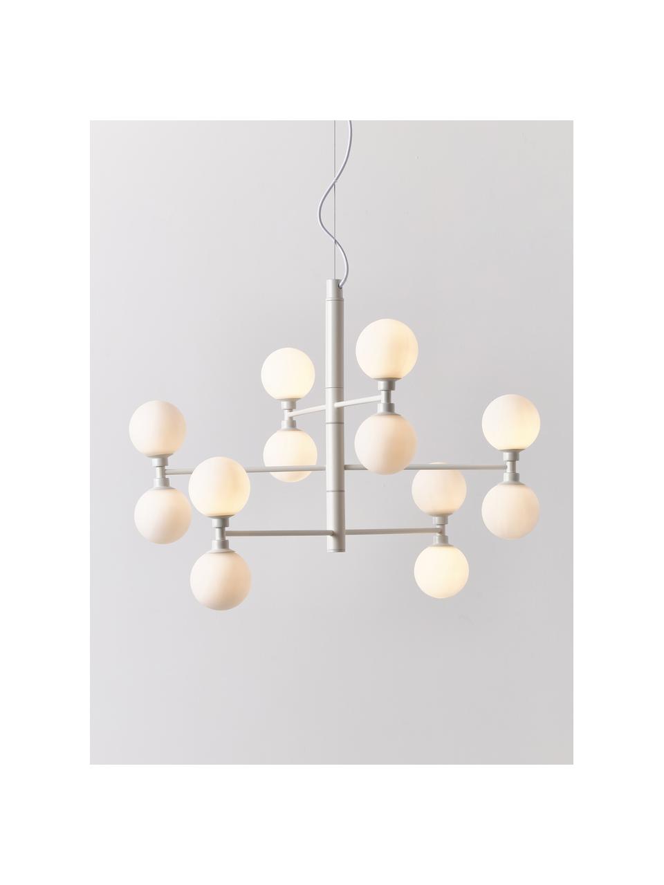 Grande suspension à globes en verre Grover, Blanc, Ø 70 x haut. 56 cm