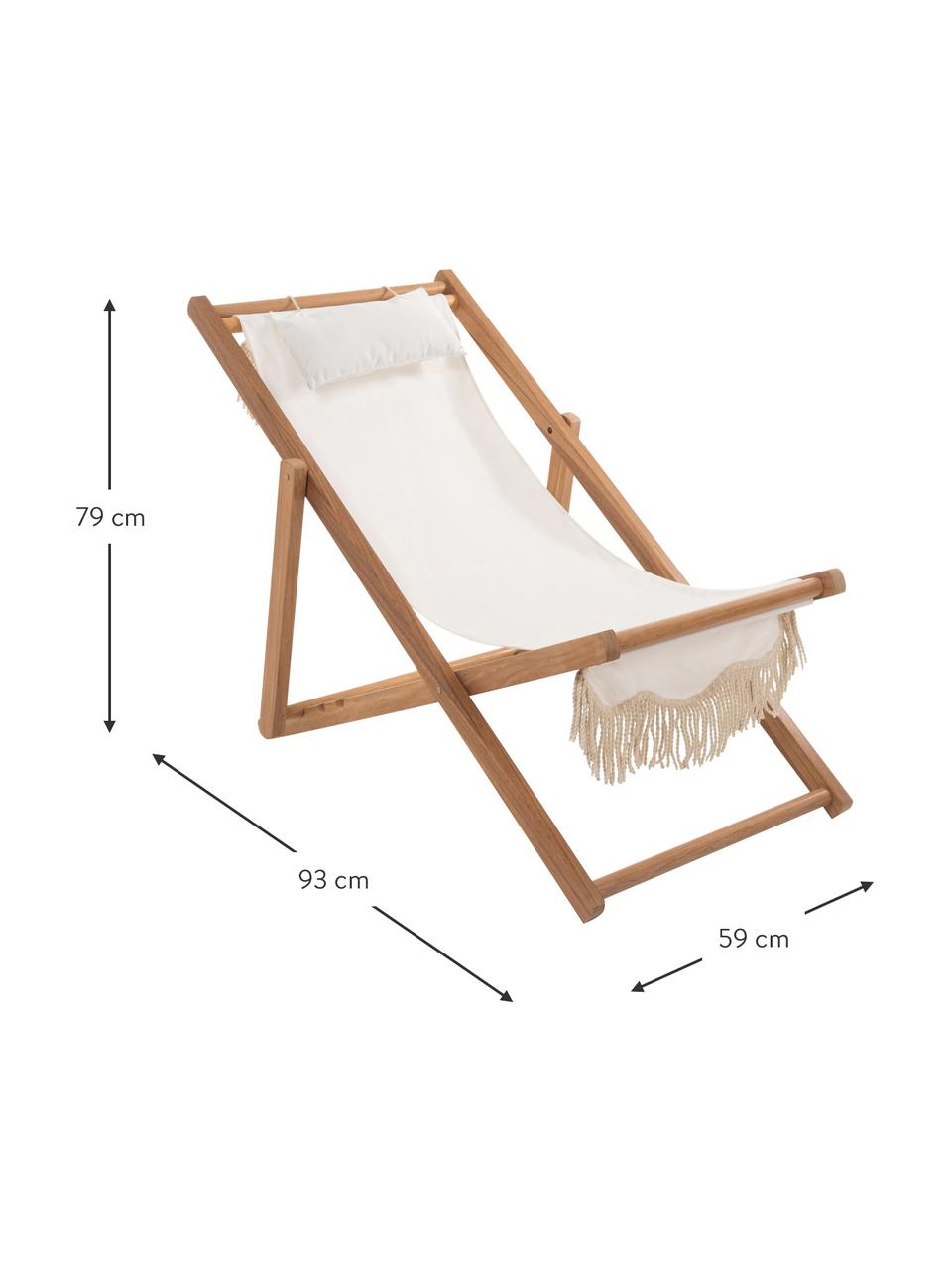 Leżak składany z frędzlami Sling, Stelaż: drewno naturalne, Jasne drewno, S 59 x W 79 cm