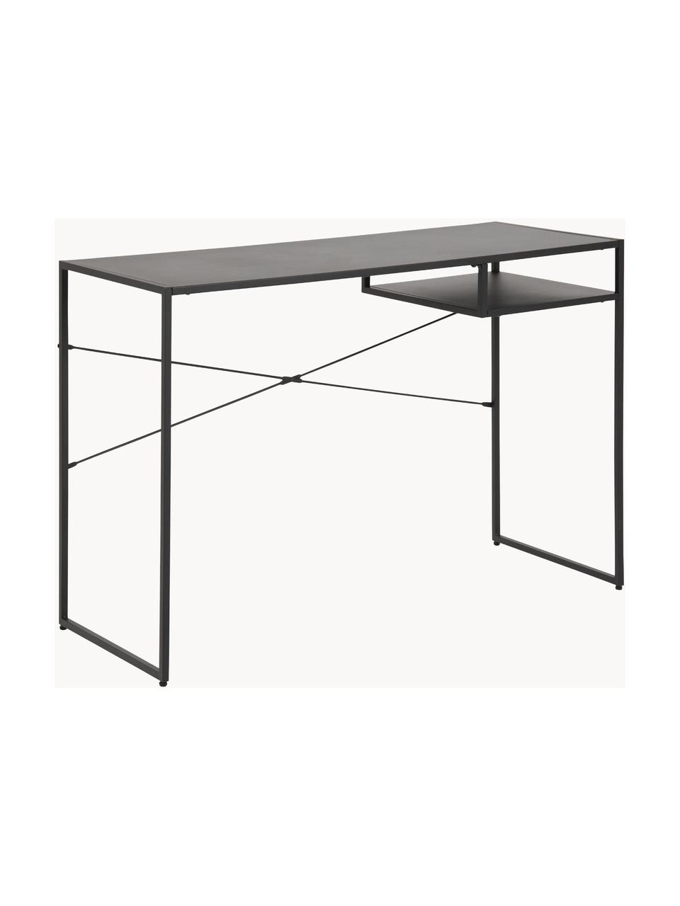 Metalen bureau Neptun, Gepoedercoat metaal, Zwart, B 110 x D 45 cm