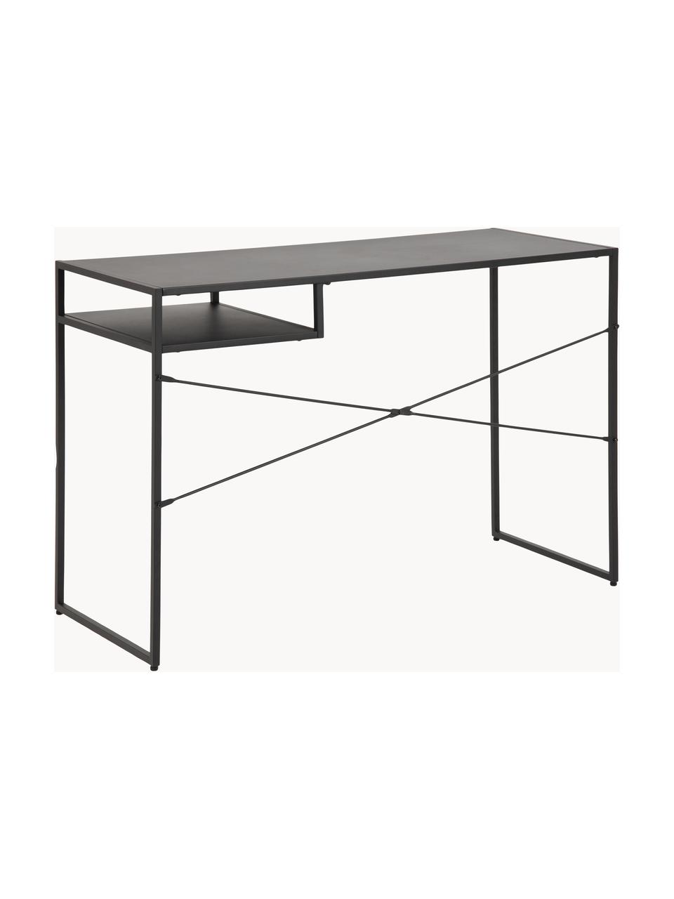 Metalen bureau Neptun, Gepoedercoat metaal, Zwart, B 110 x D 45 cm