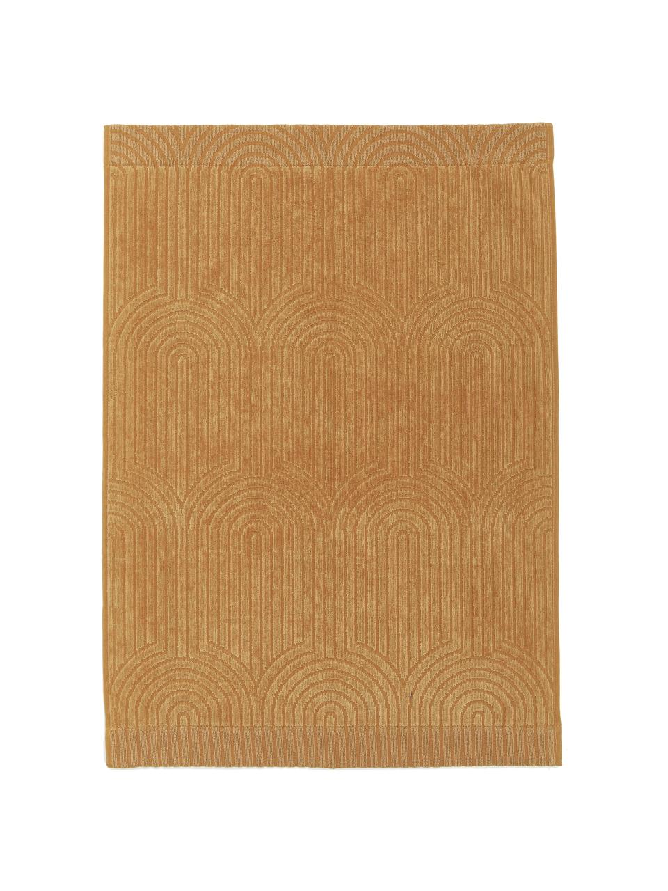 Handtuch Janet in verschiedenen Größen, mit grafischem Reliefmuster, 100 % Baumwolle, Senfgelb, Duschtuch, B 70 x L 140 cm
