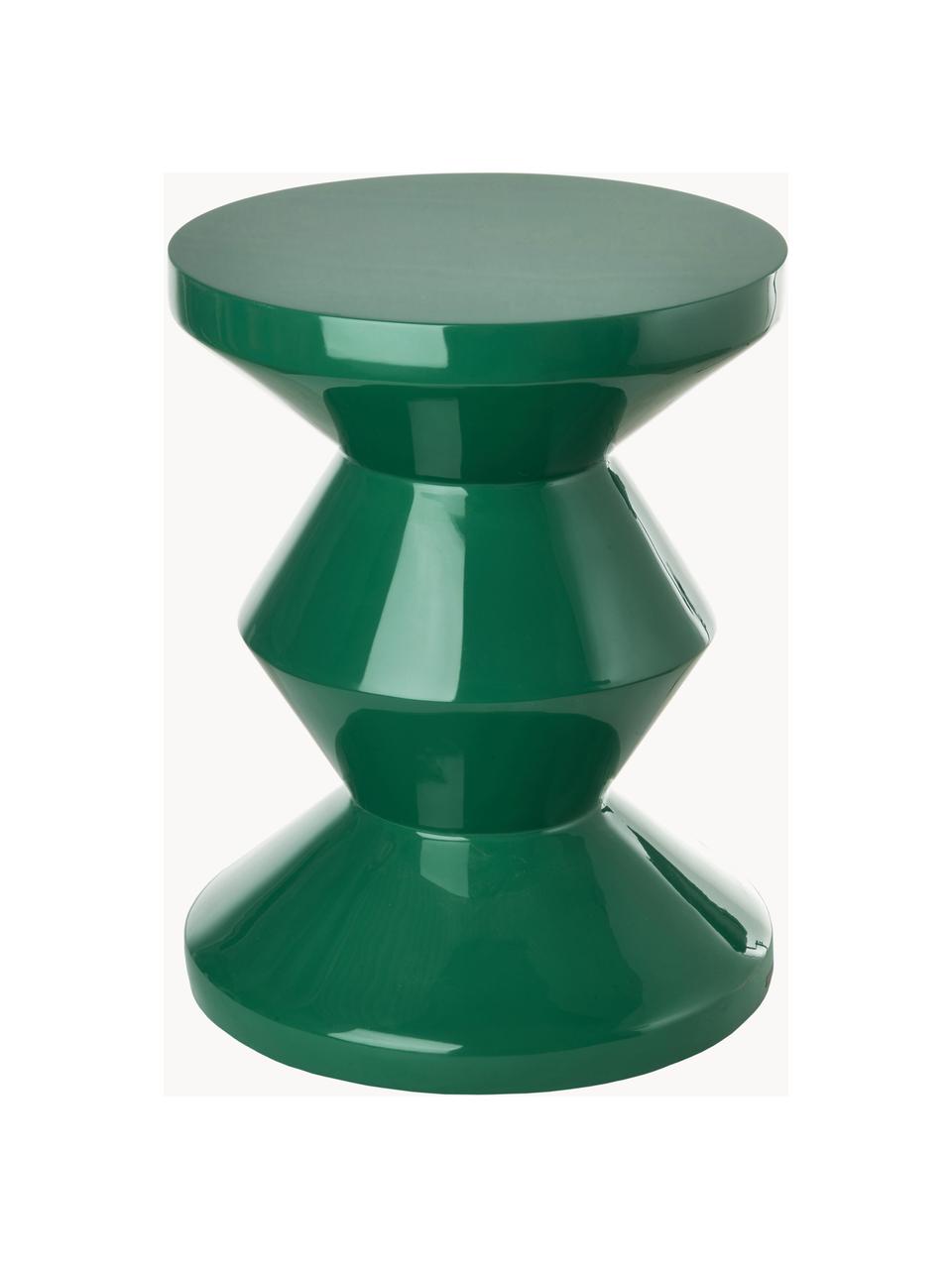 Kulatý odkládací stolek Zig Zag, Lakovaná umělá hmota, Tmavě zelená, Ø 36 cm, V 46 cm
