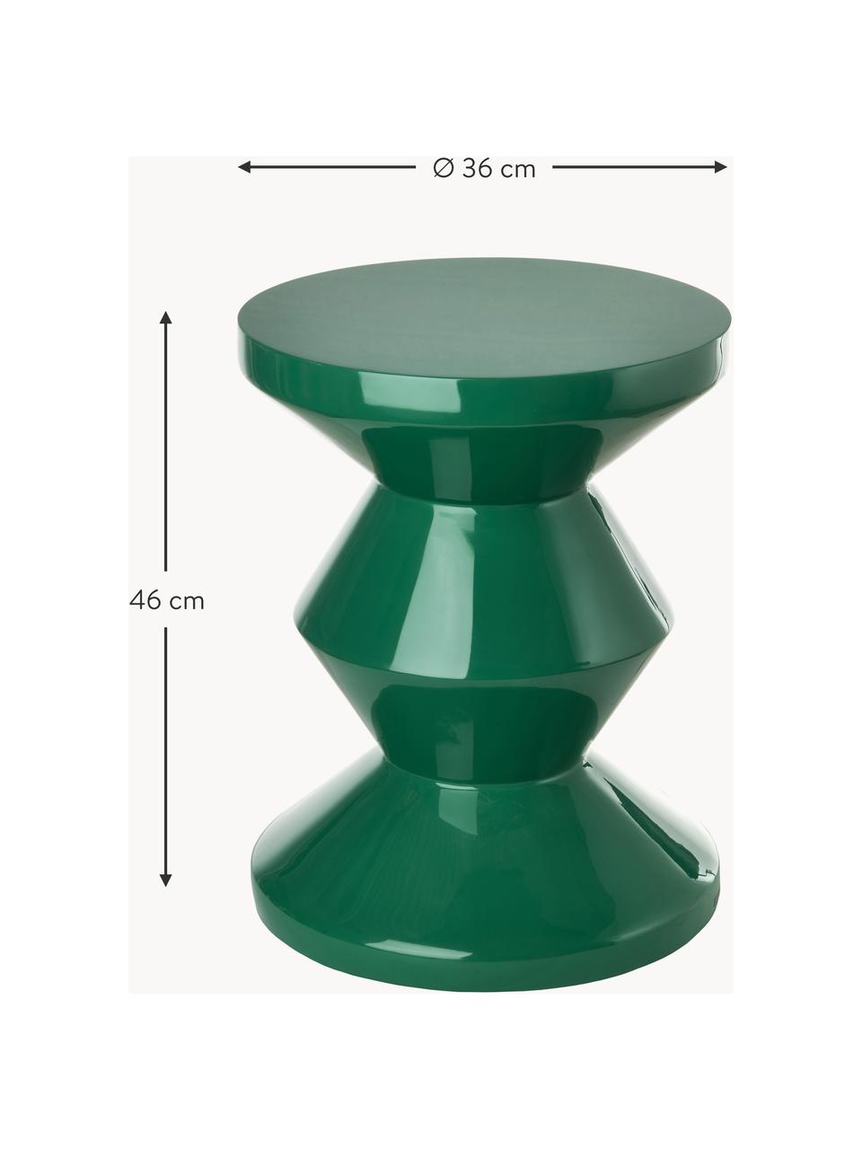 Kulatý odkládací stolek Zig Zag, Lakovaná umělá hmota, Tmavě zelená, Ø 36 cm, V 46 cm