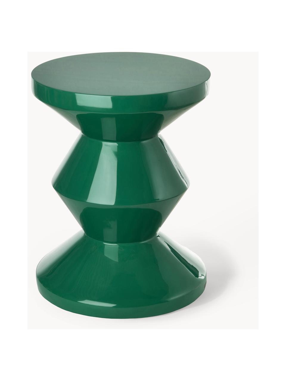 Table d'appoint ronde Zig Zag, Plastique, laqué, Vert foncé, Ø 36 x haut. 46 cm