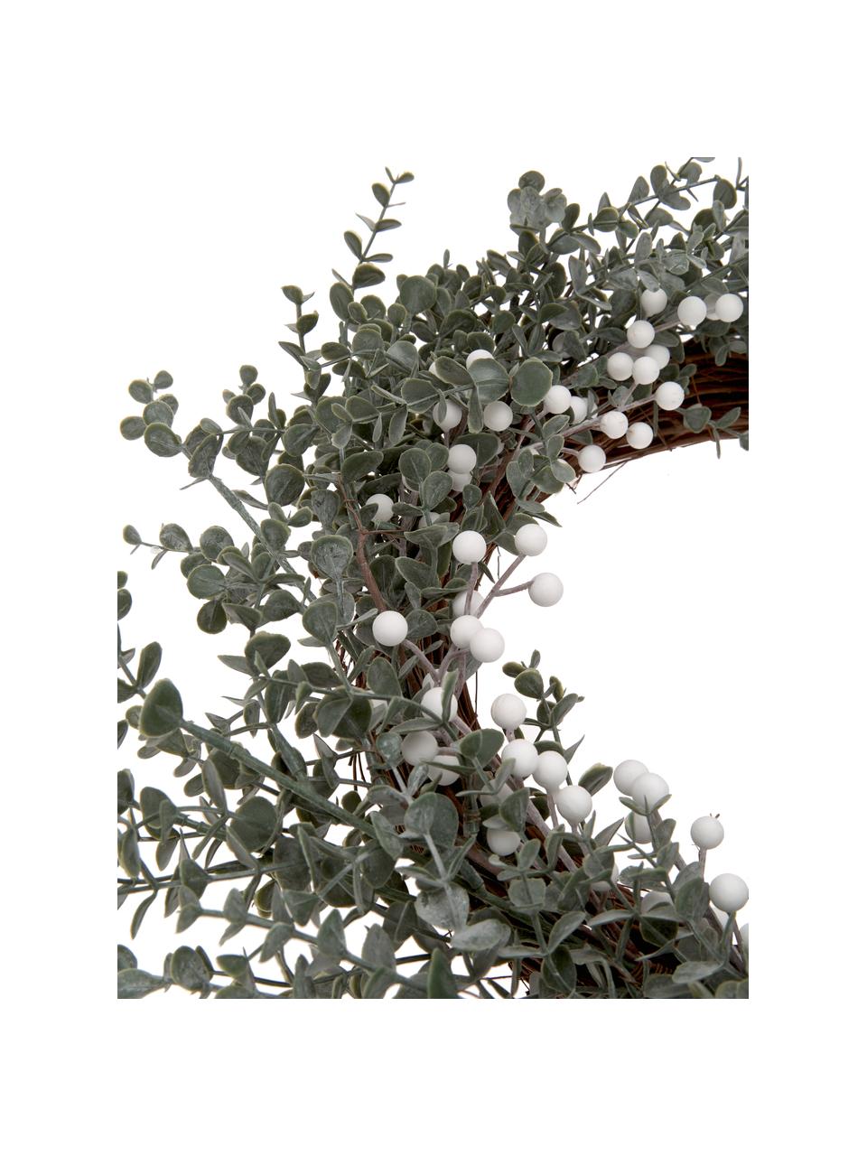 Handgemaakte kerstkrans Vintia, Ø 50 cm, Kunststof, Groen, wit, bruin, Ø 50 cm
