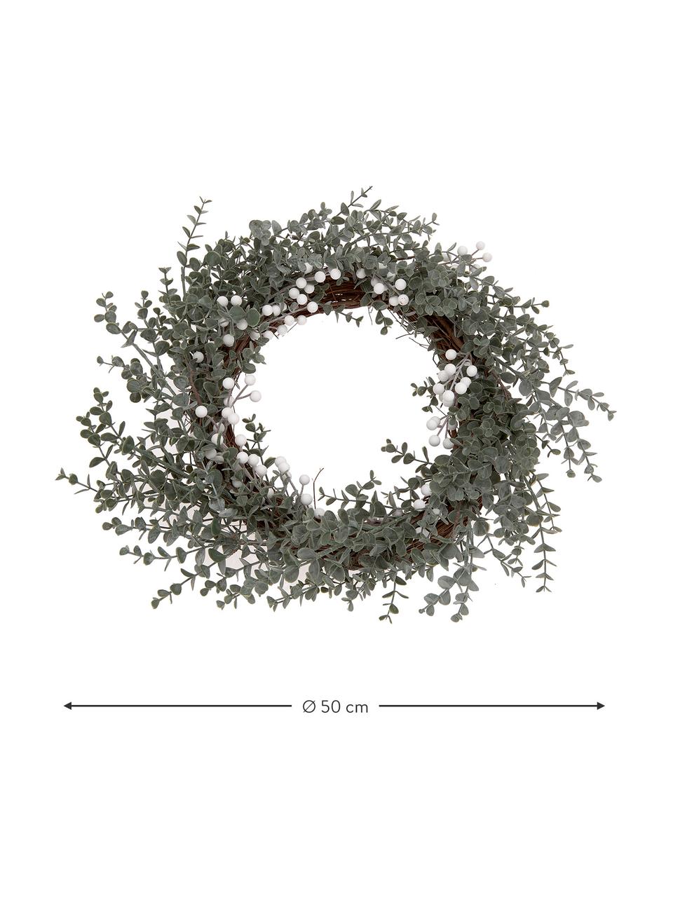 Handgemaakte kerstkrans Vintia, Ø 50 cm, Kunststof, Groen, wit, bruin, Ø 50 cm