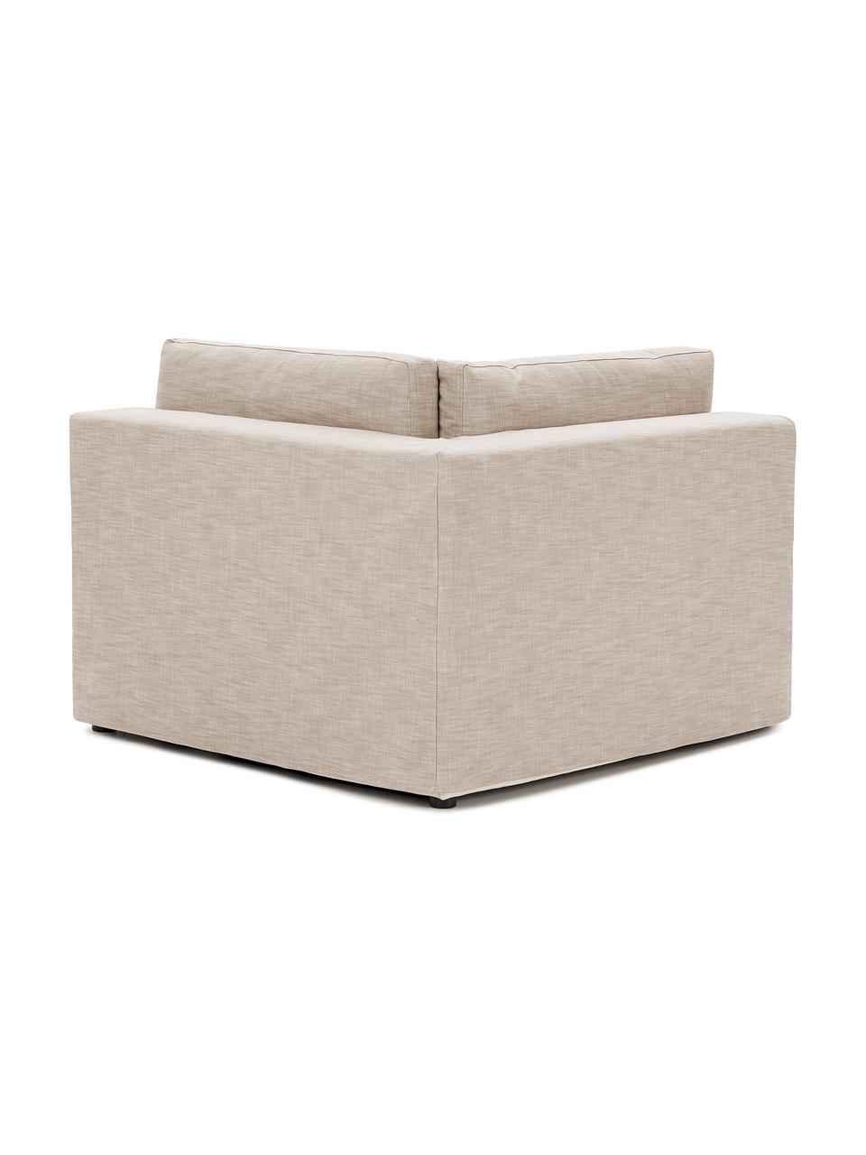 Moduł narożny Russell, Tapicerka: 100% bawełna Dzięki tkani, Stelaż: lite drewno sosnowe z cer, Nogi: tworzywo sztuczne, Beżowa tkanina, S 103 x G 103 cm