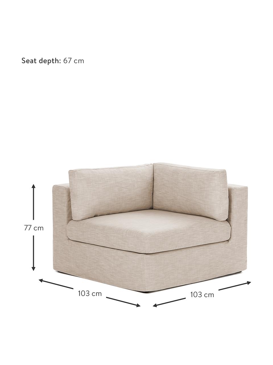 Eckmodul Russell mit abnehmbaren Bezügen, Bezug: 100% Baumwolle Der strapa, Gestell: Massives Kiefernholz FSC-, Füße: Kunststoff, Webstoff Beige, B 103 x T 103 cm