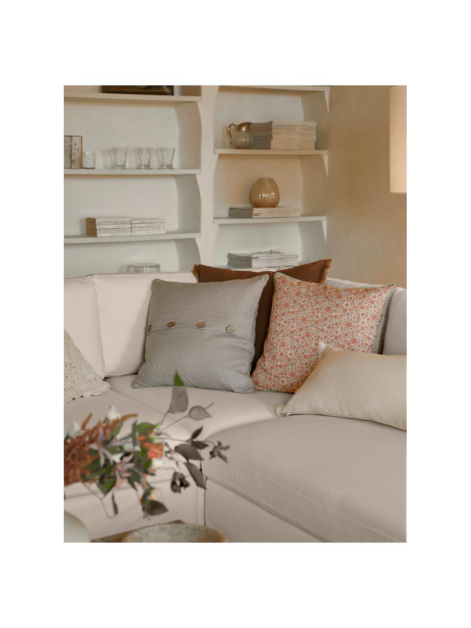 Eckmodul Russell mit abnehmbaren Bezügen, Bezug: 100% Baumwolle Der strapa, Gestell: Massives Kiefernholz FSC-, Füße: Kunststoff, Webstoff Beige, B 103 x T 103 cm