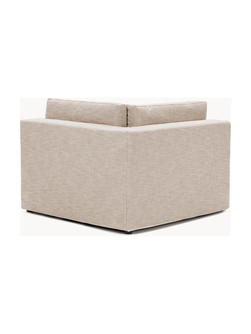 Eckmodul Russell mit abnehmbaren Bezügen, Bezug: 100% Baumwolle Der strapa, Gestell: Massives Kiefernholz, Spe, Füße: Kunststoff Dieses Produkt, Webstoff Beige, B 103 x T 103 cm