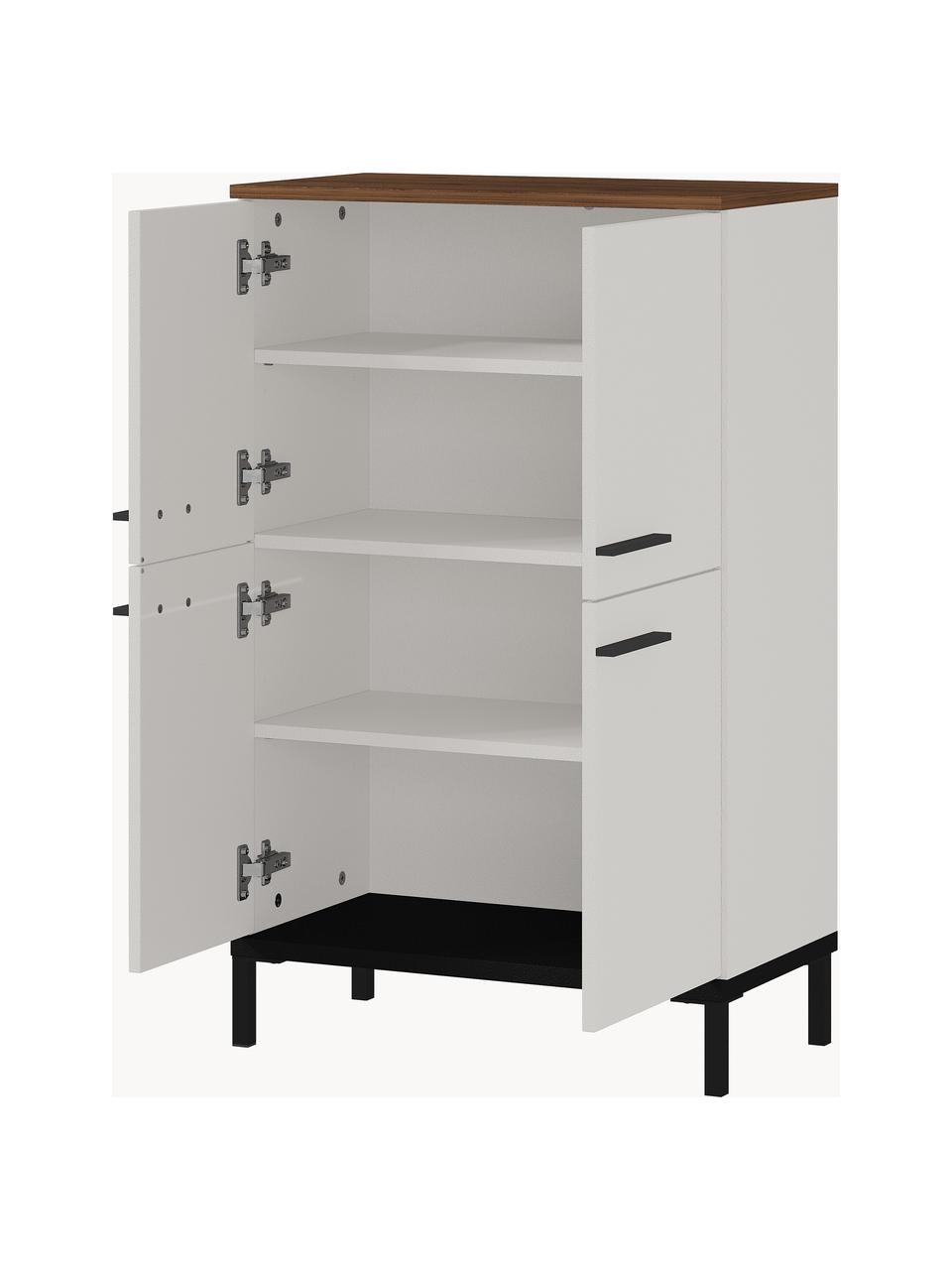 Midi badkamerkast Elisa, B 60 cm, Frame: met melamine beklede spaa, Lichtbeige, donker hout, B 60 x H 97 cm