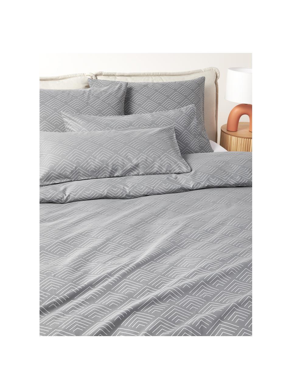 Funda de almohada estampada de algodón Milano, Gris, An 45 x L 110 cm