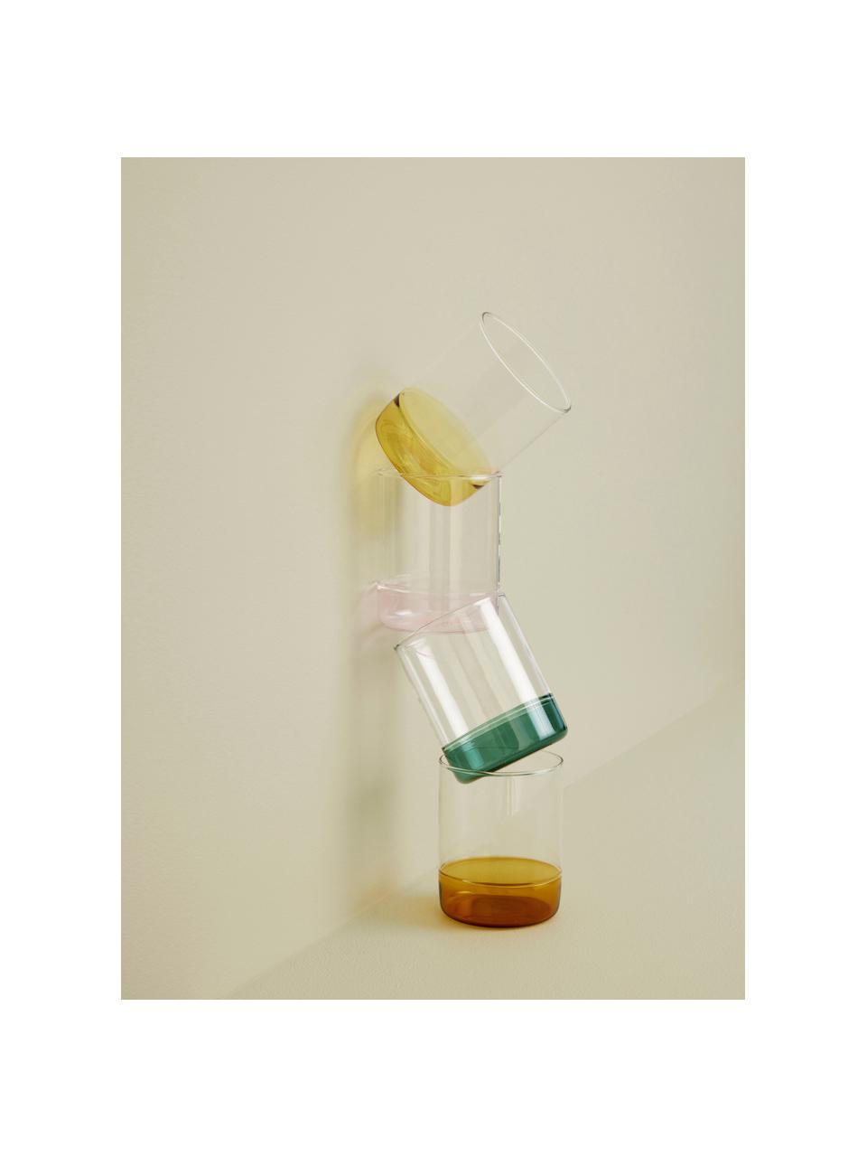 Mondgeblazen waterglazen Kiosk, 6 stuks, Glas, Geel, Ø 8 x H 10 cm, 380 ml