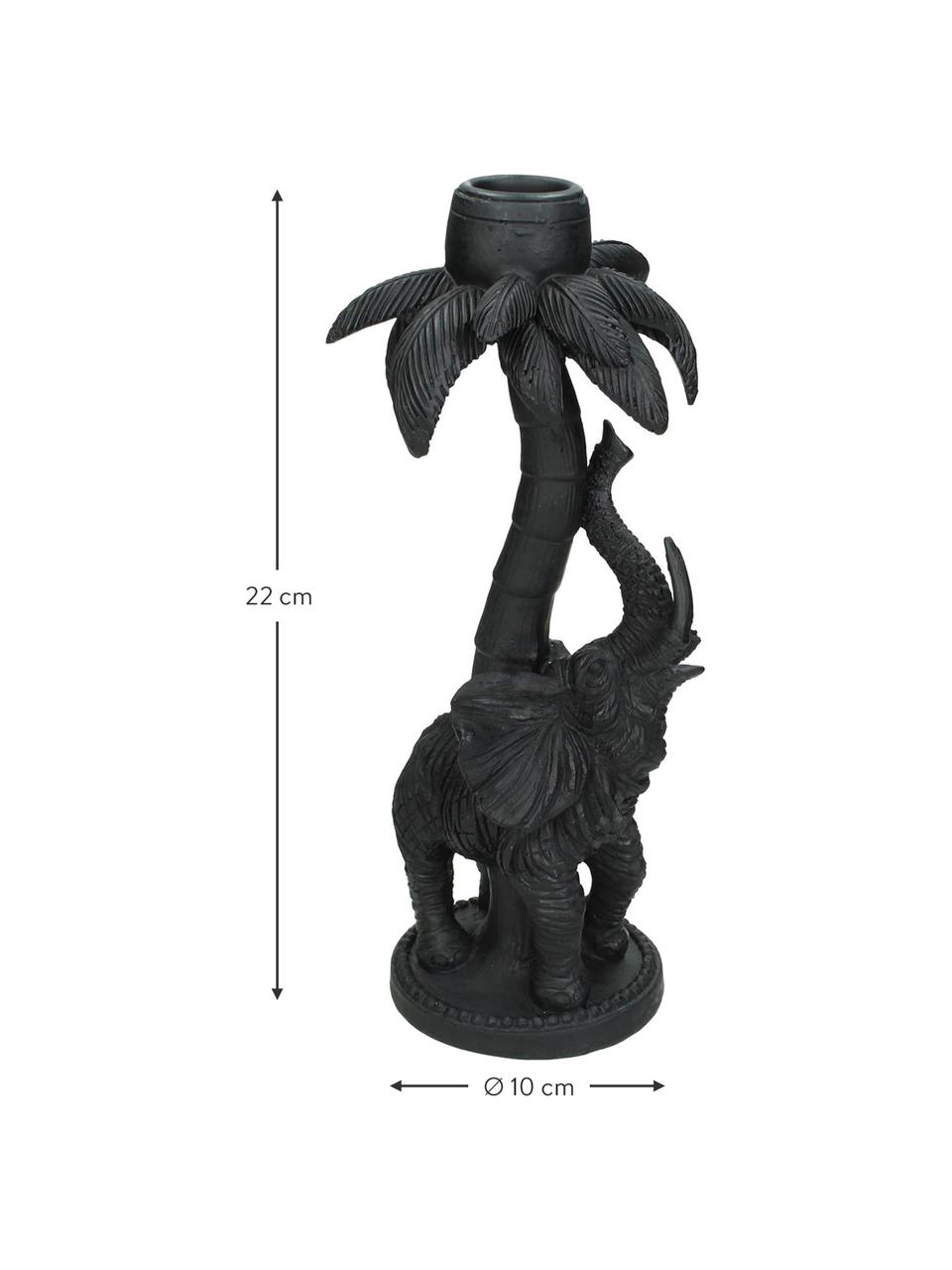 Designový svícen Safari, Polyresin, Černá, Š 10 cm, V 22 cm