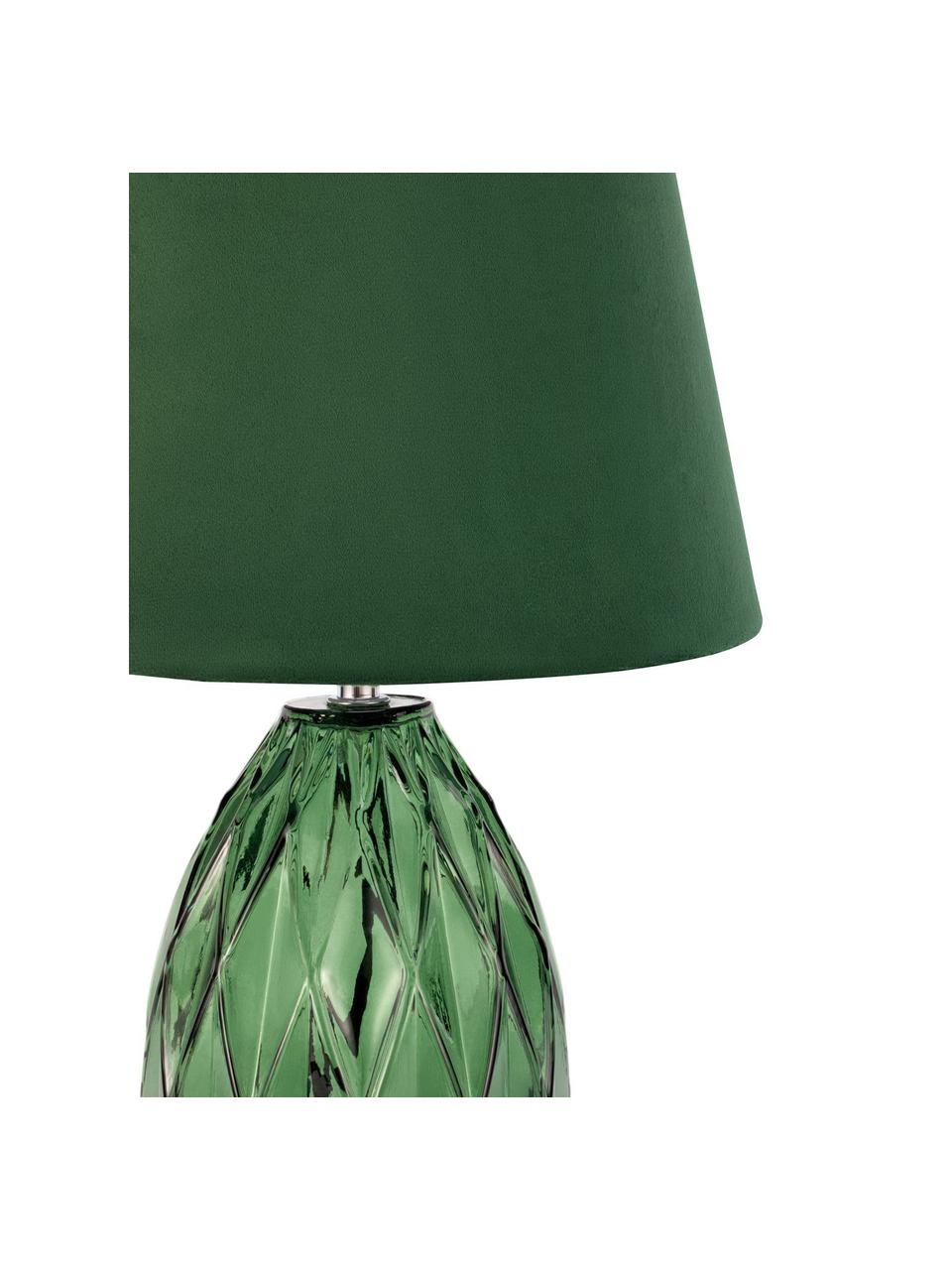 Stolní lampa se skleněnou podstavou Crystal Velvet, Zelená, Ø 25 cm, V 41 cm